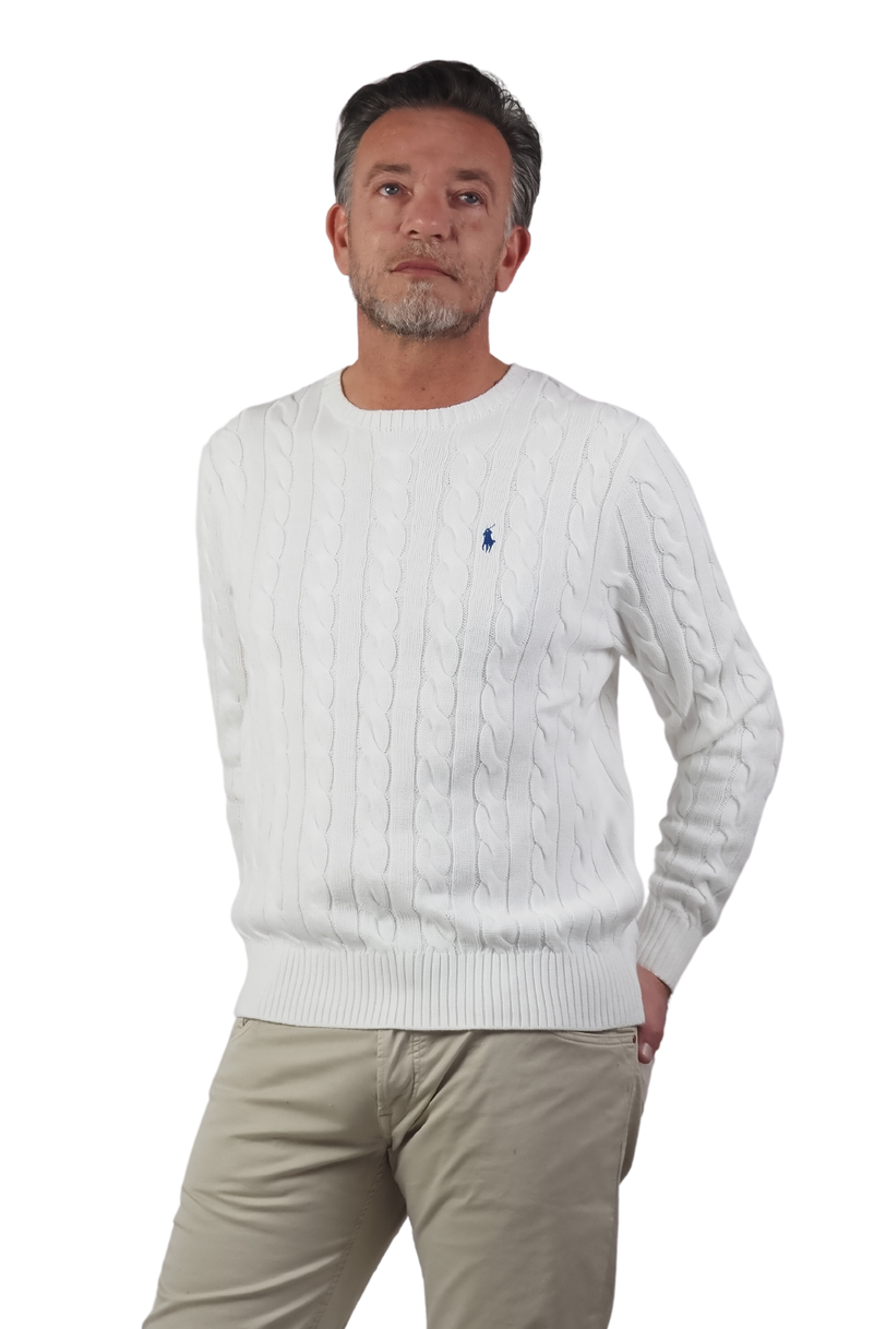 Polo Ralph Lauren maglia bianca a trecce