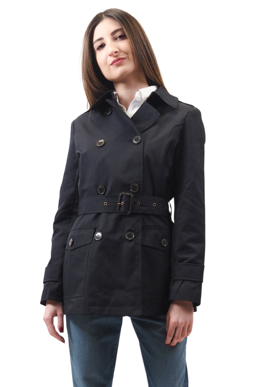 Trench Corto Donna Doppiopetto - Giacca Elegante Con Risvolto E Tasche, Vestibilit&agrave; Ampia