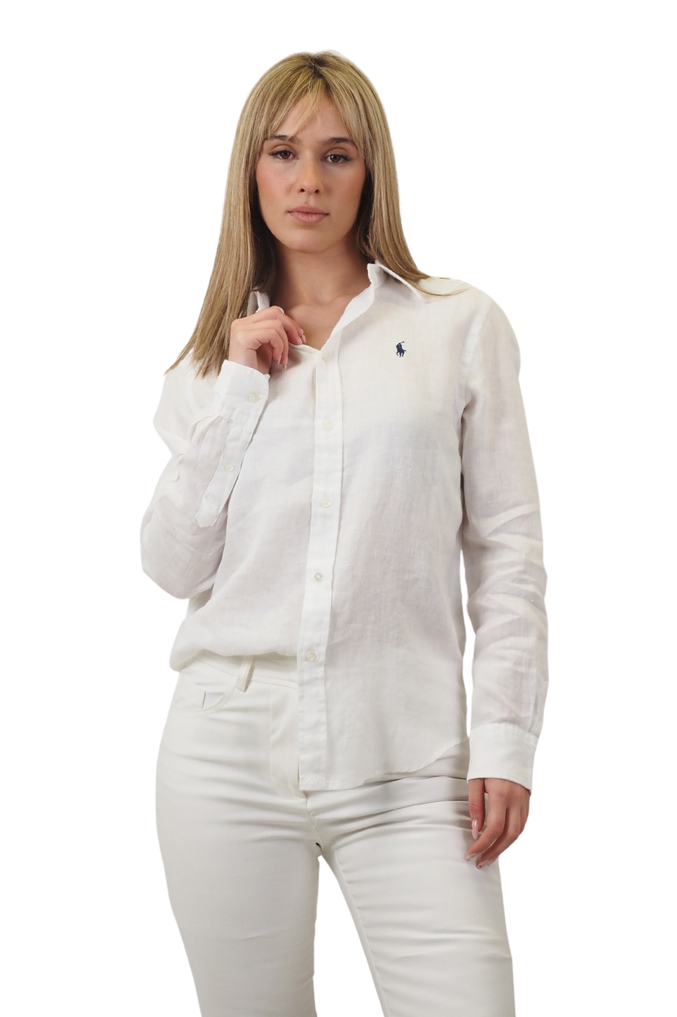 Polo Ralph Lauren camicia in lino bianca