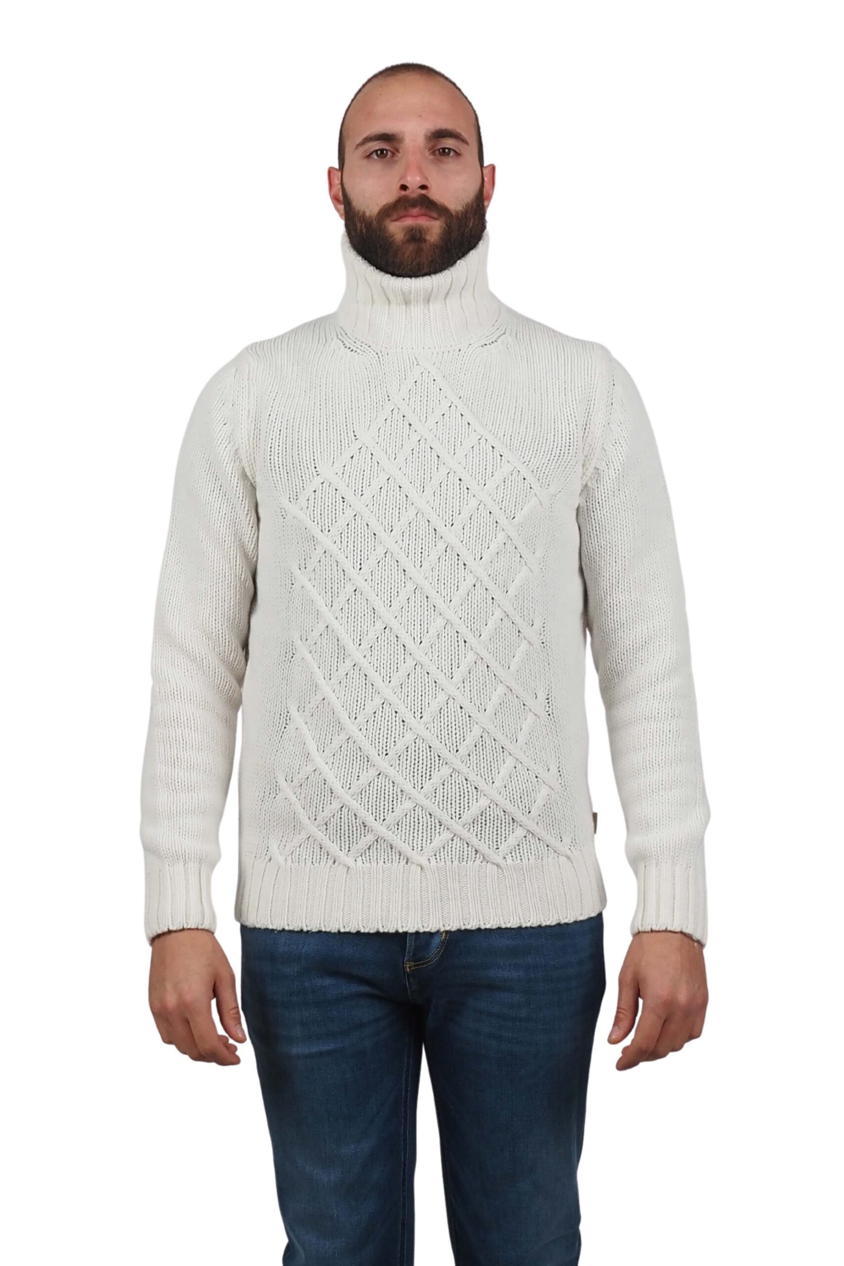 Maglia crema a collo alto