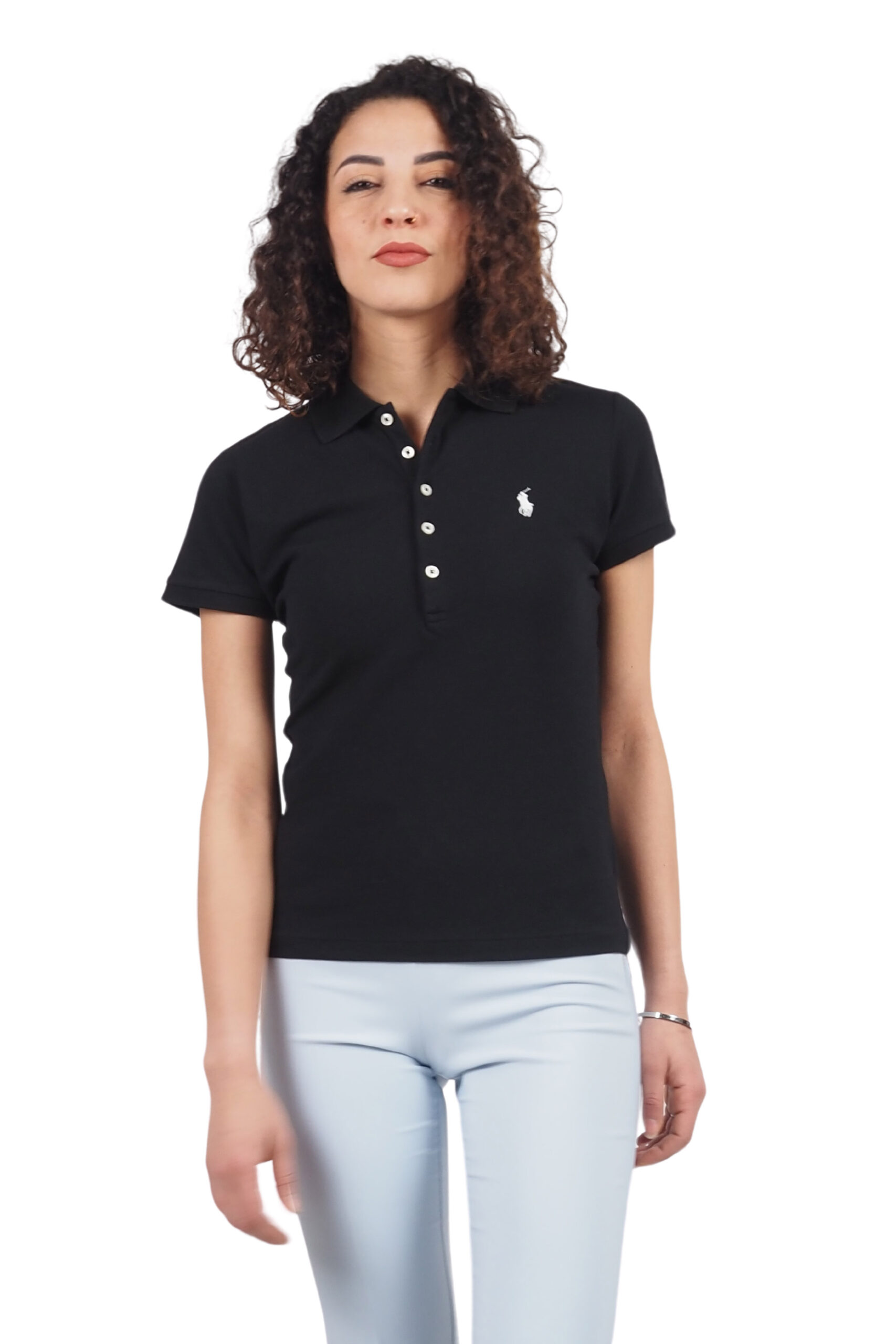 Polo donna nera manica corta