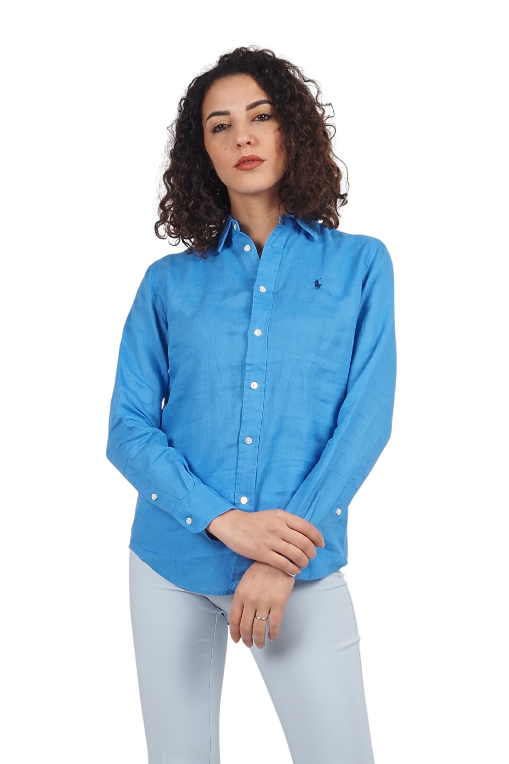 Polo Ralph Lauren Blu Riviera camicia in lino donna
