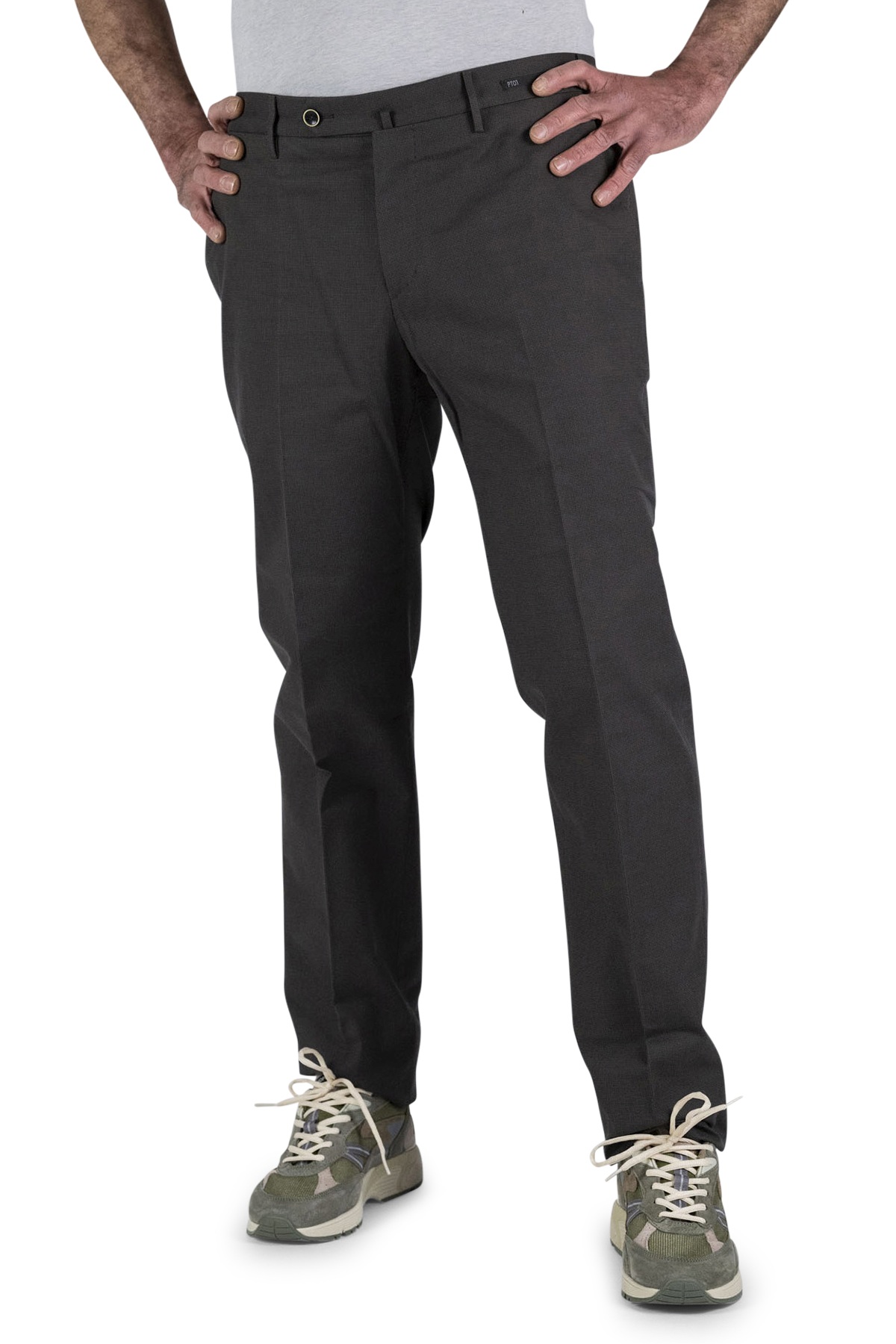 Pantaloni micro quadro marrone