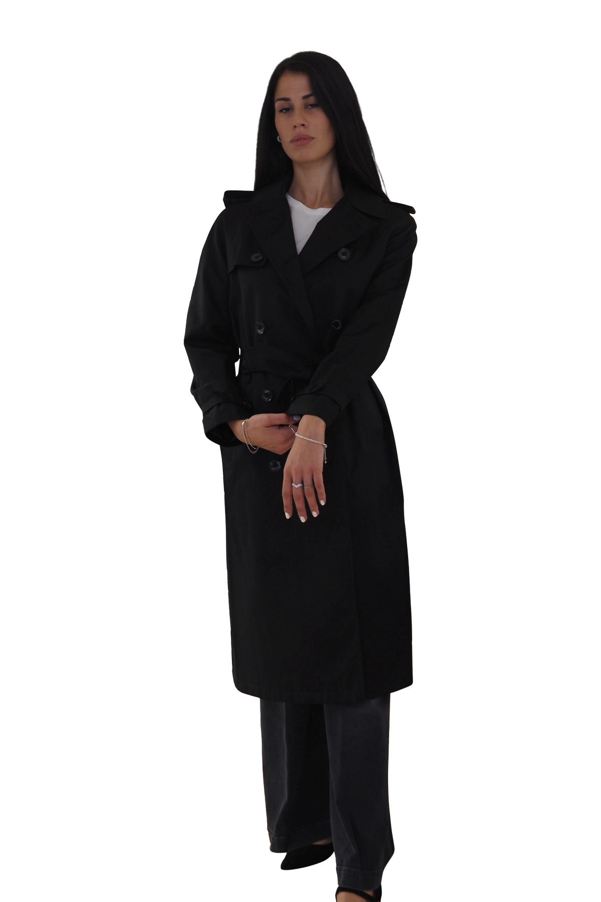 Impermeabile donna lungo nero