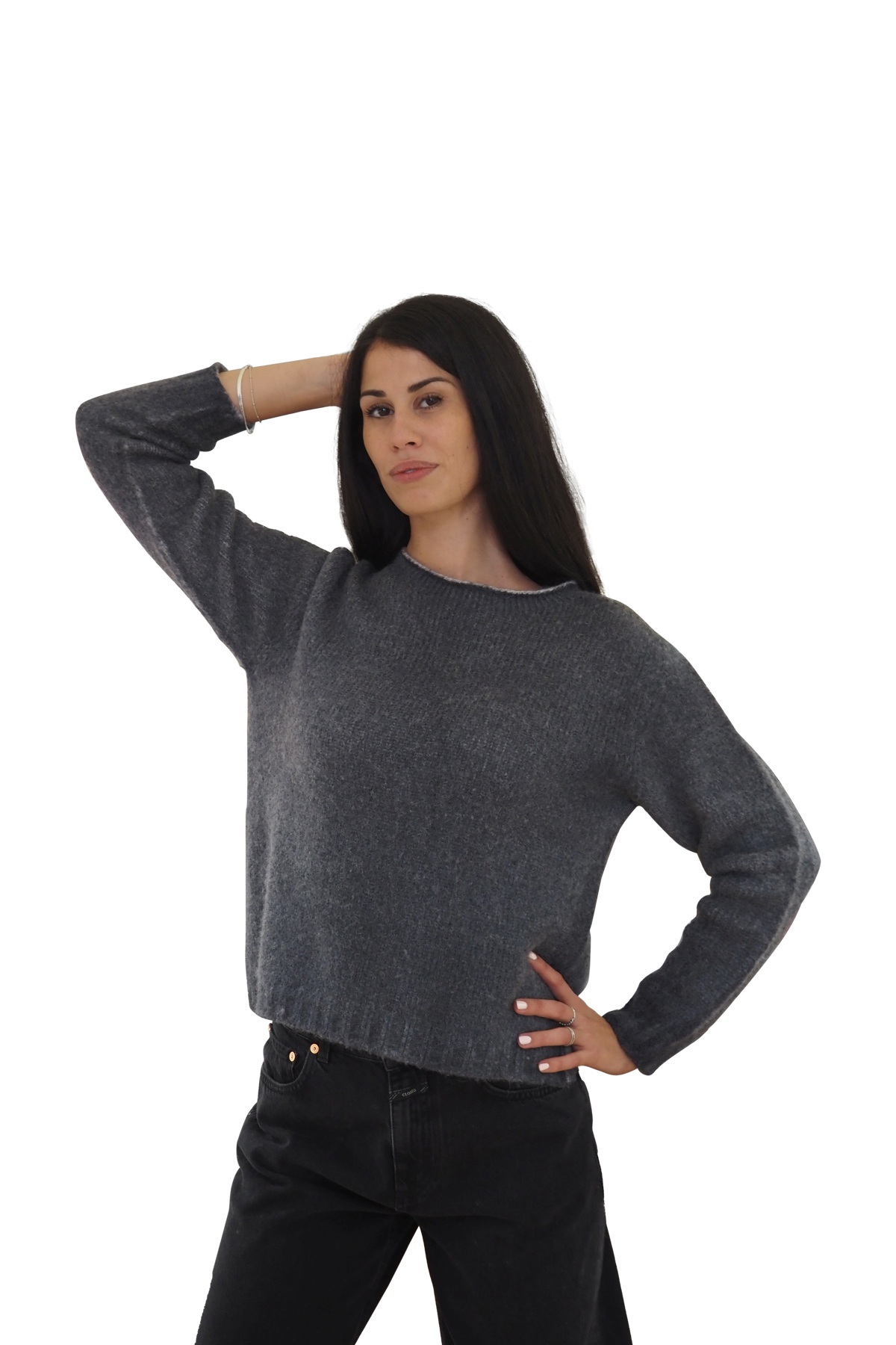 Maglia misto alpaca grigia