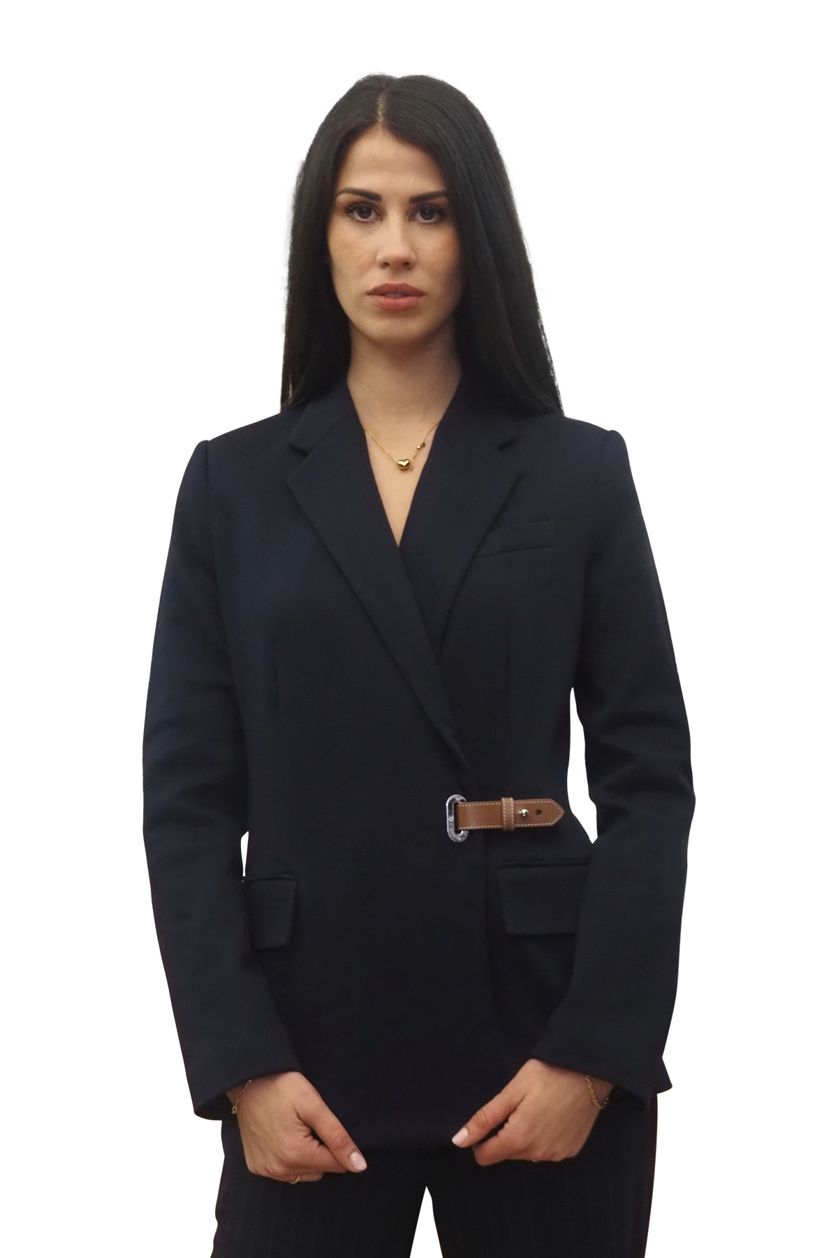 Blazer blu in jacquard da donna