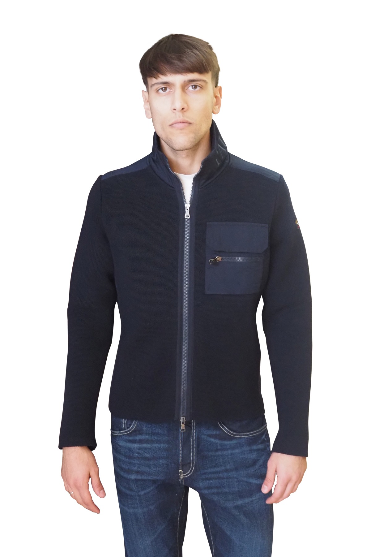 Maglia blu con cerniera