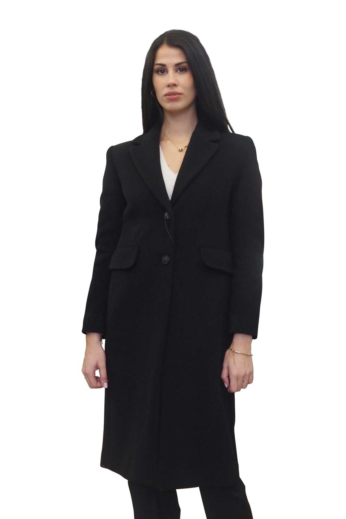 Cappotto nero donna ad un petto