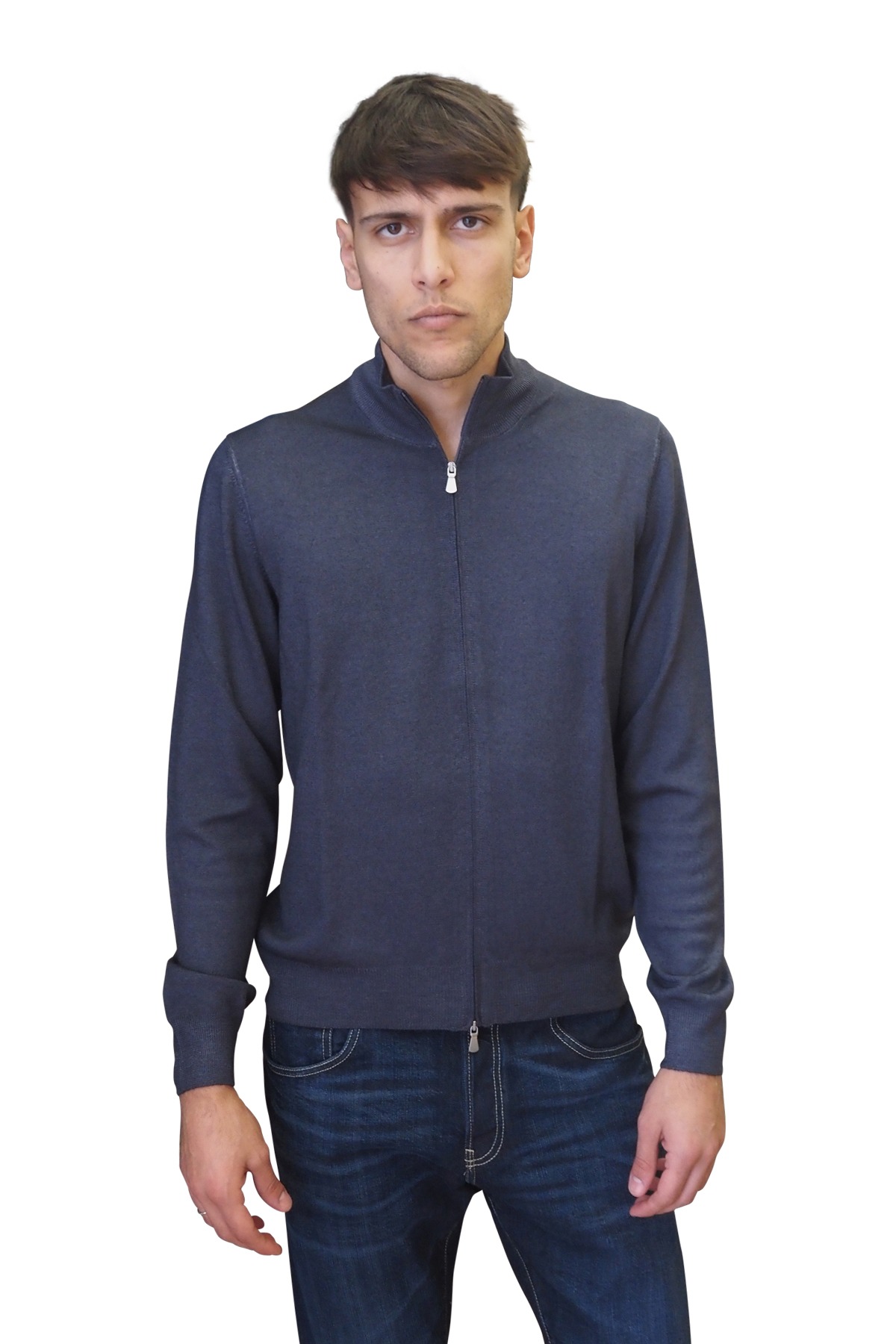 Maglia grigio acciaio fullzip