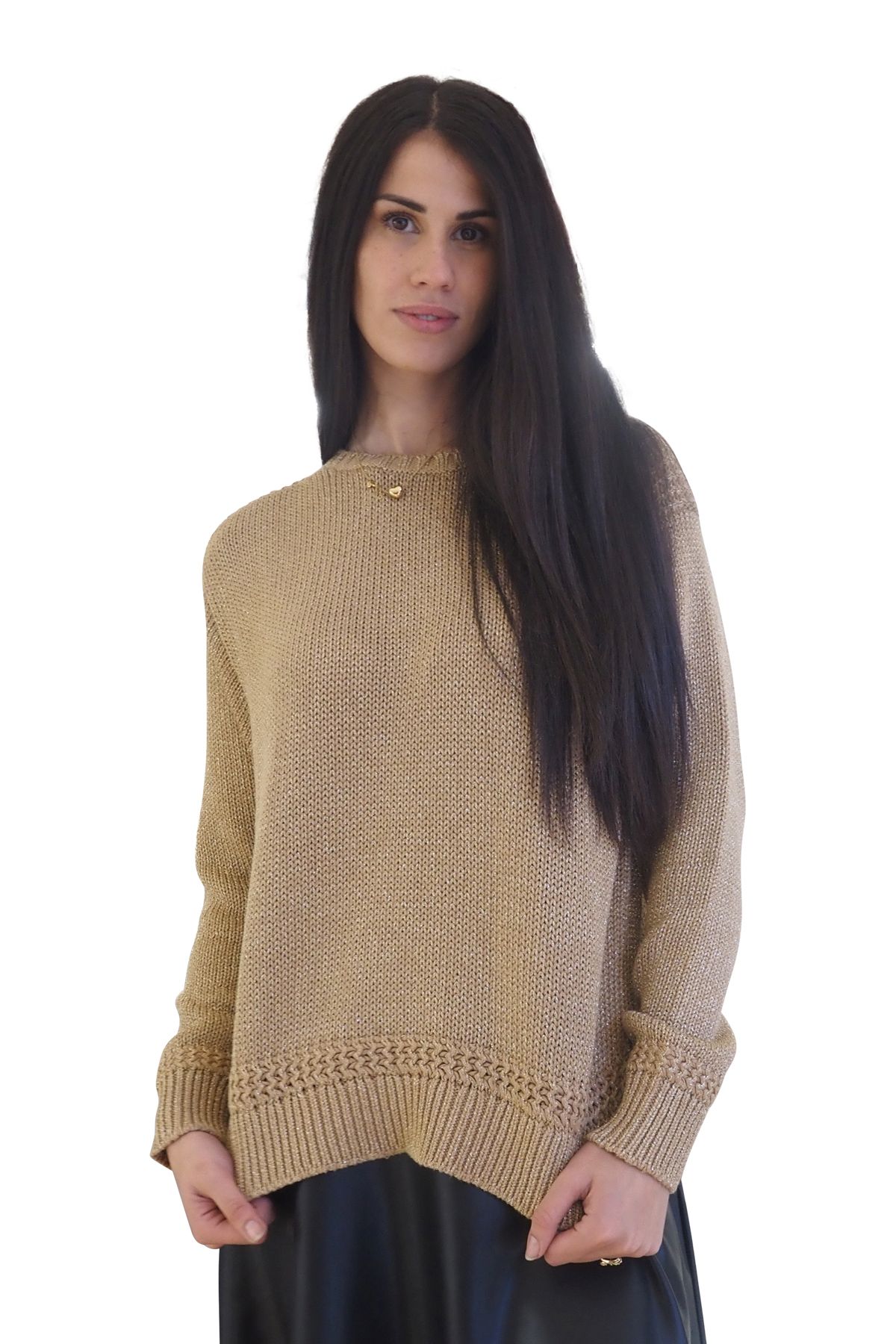 Maglia donna girocollo oro