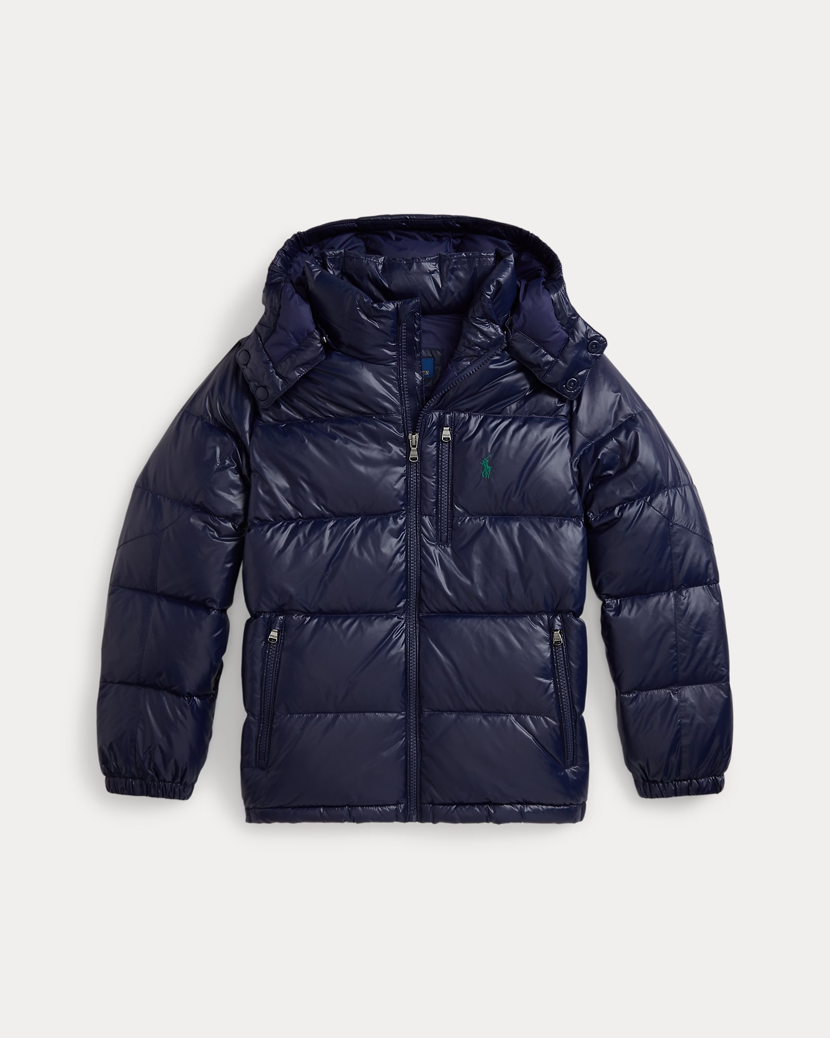 Piumino lucido con cappuccio