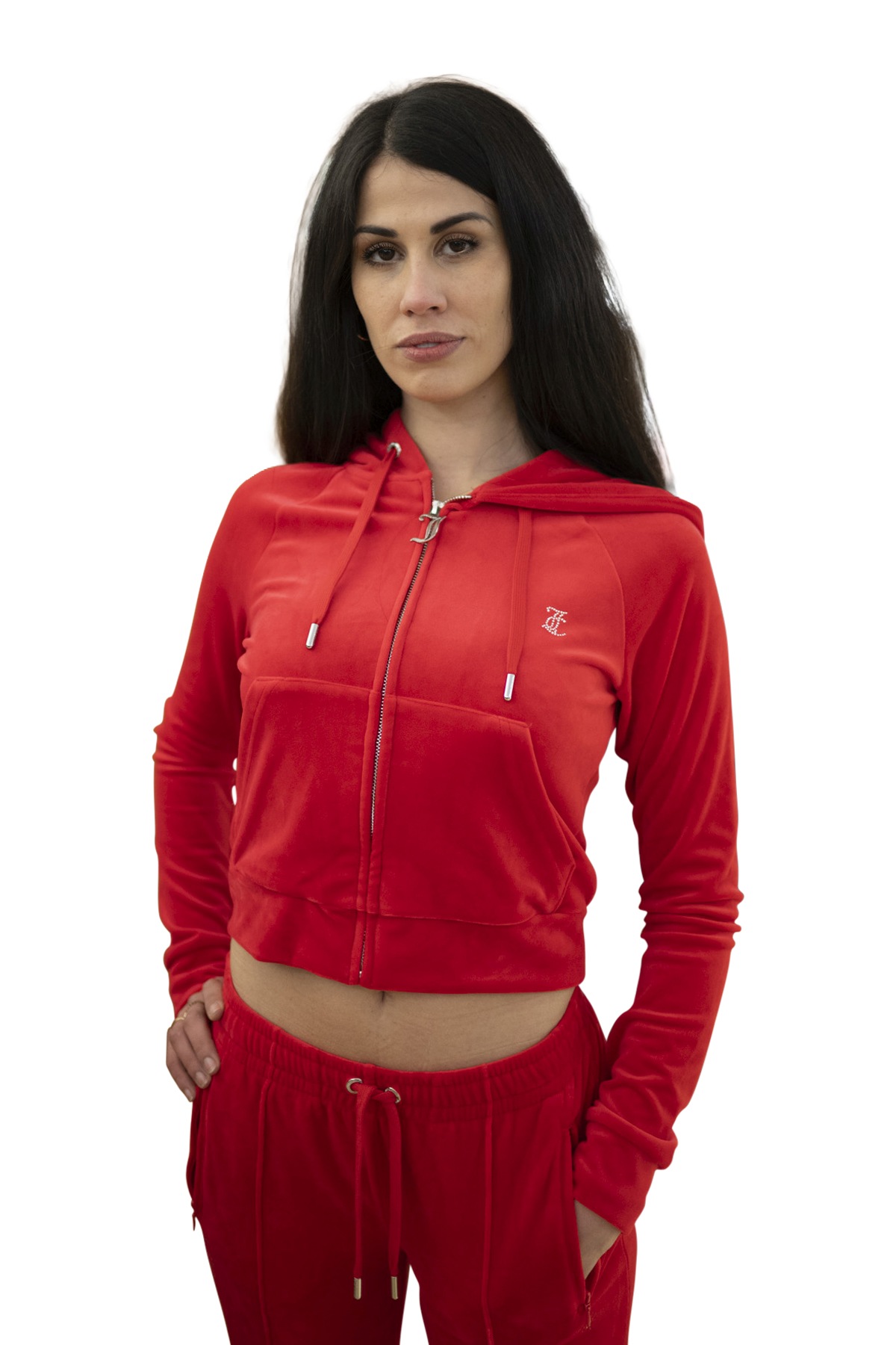 Felpa donna rossa logo strass
