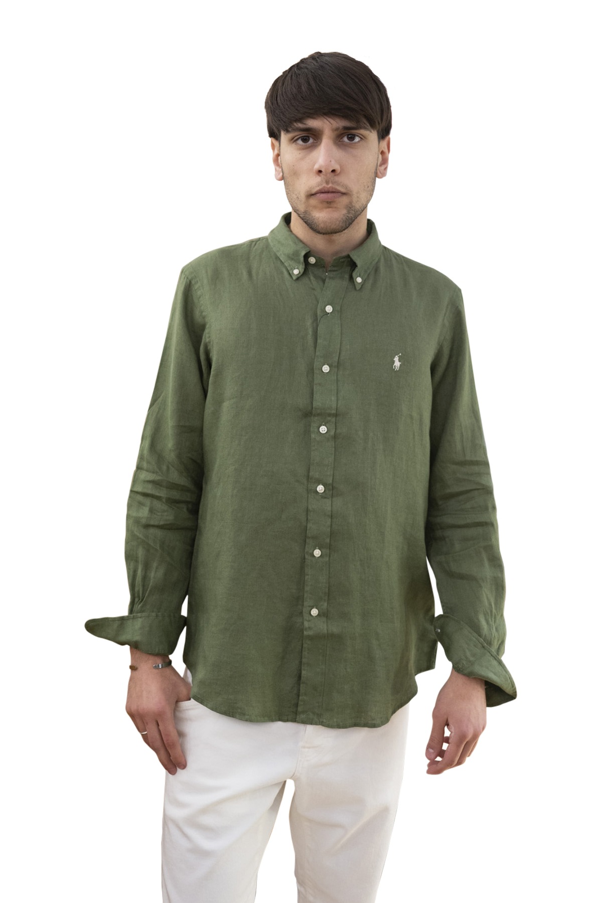 Camicia Uomo verde in lino