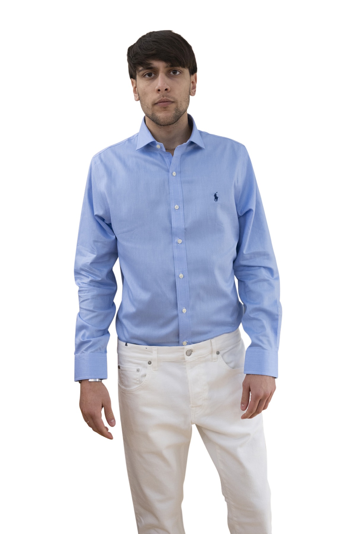 Camicia celeste collo francese