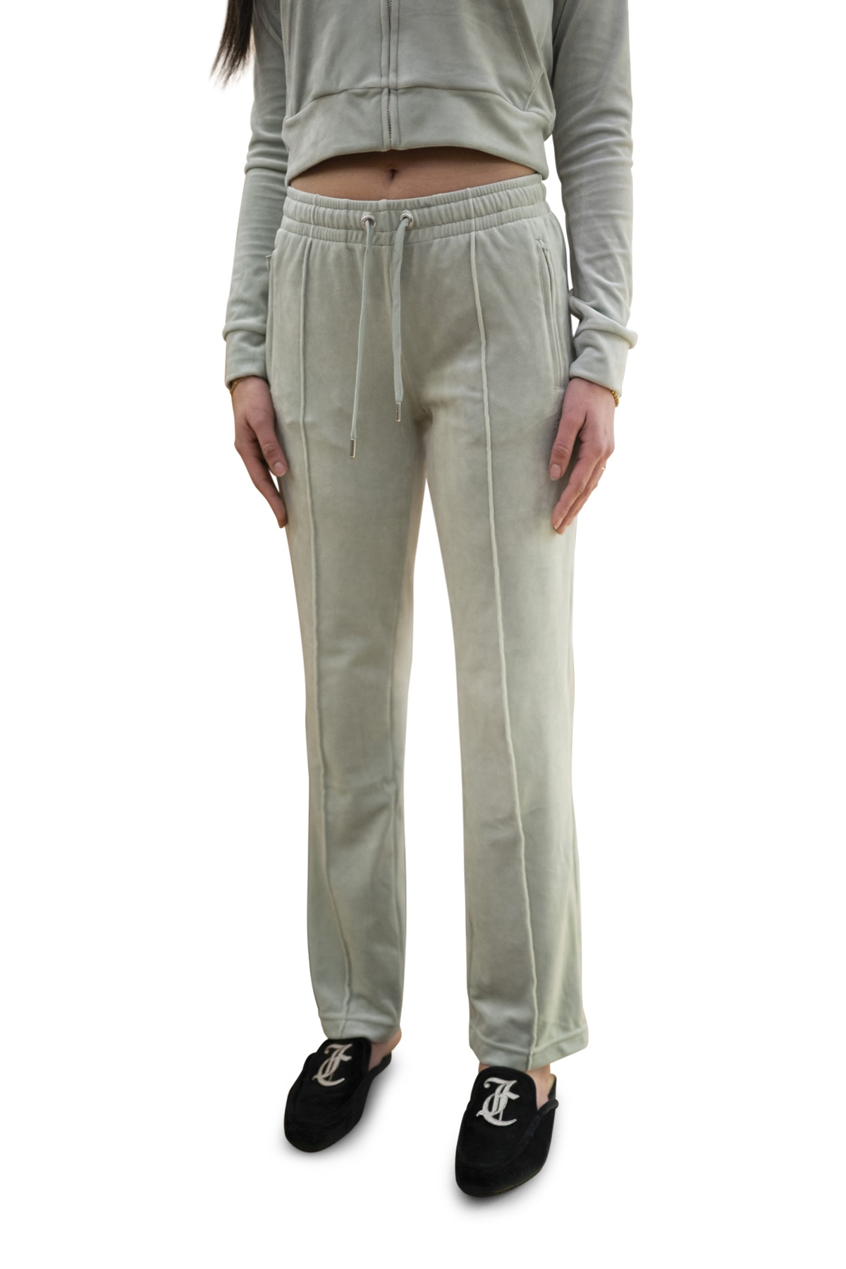 Pantaloni felpa grigi logo strass