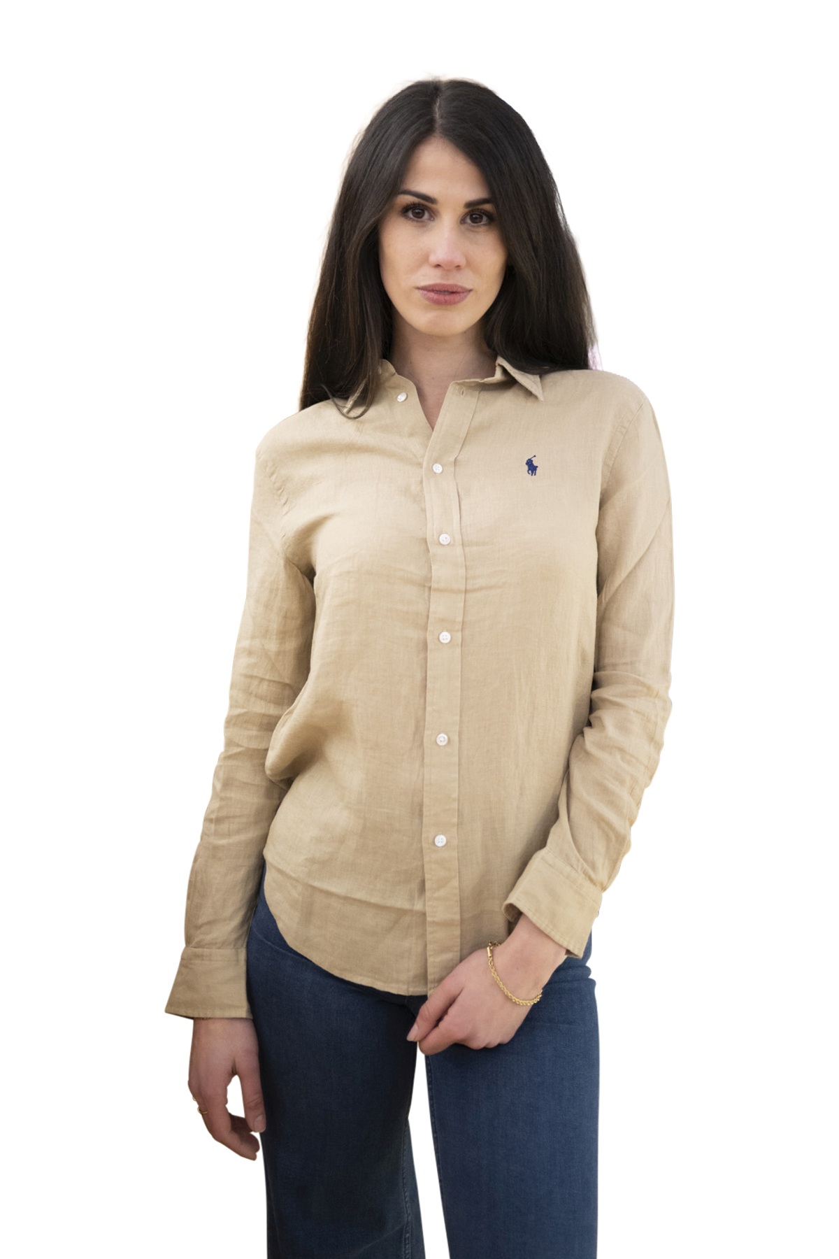 Camicia in lino beige