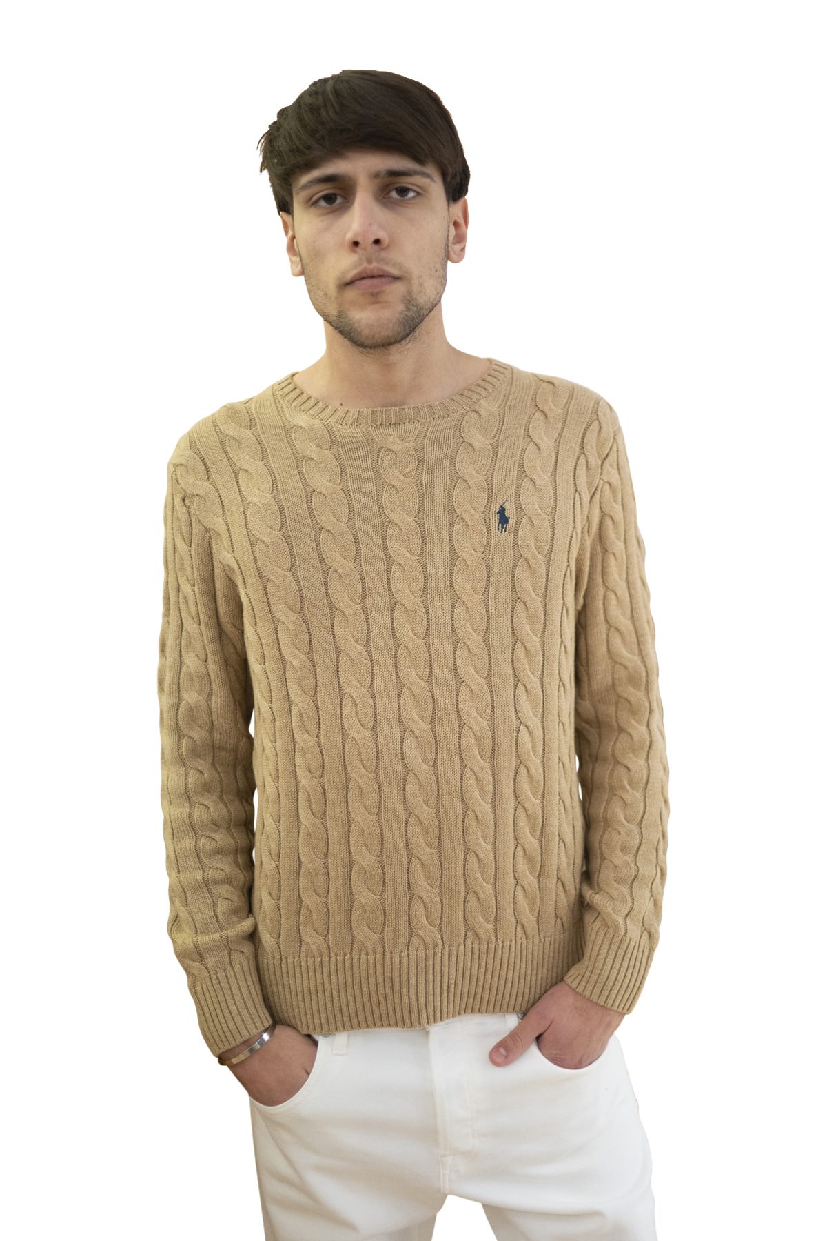 Maglia uomo in cotone cammello