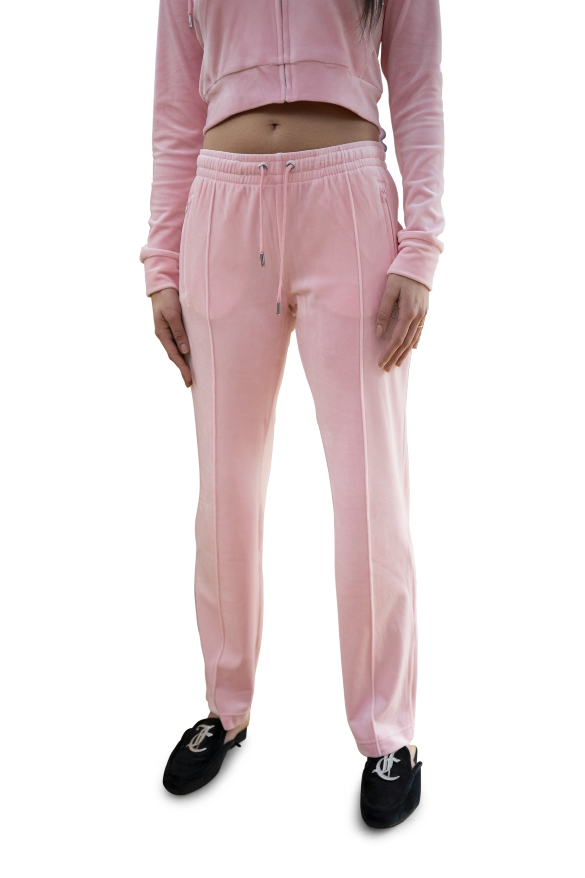 Pantaloni felpa rosa logo strass
