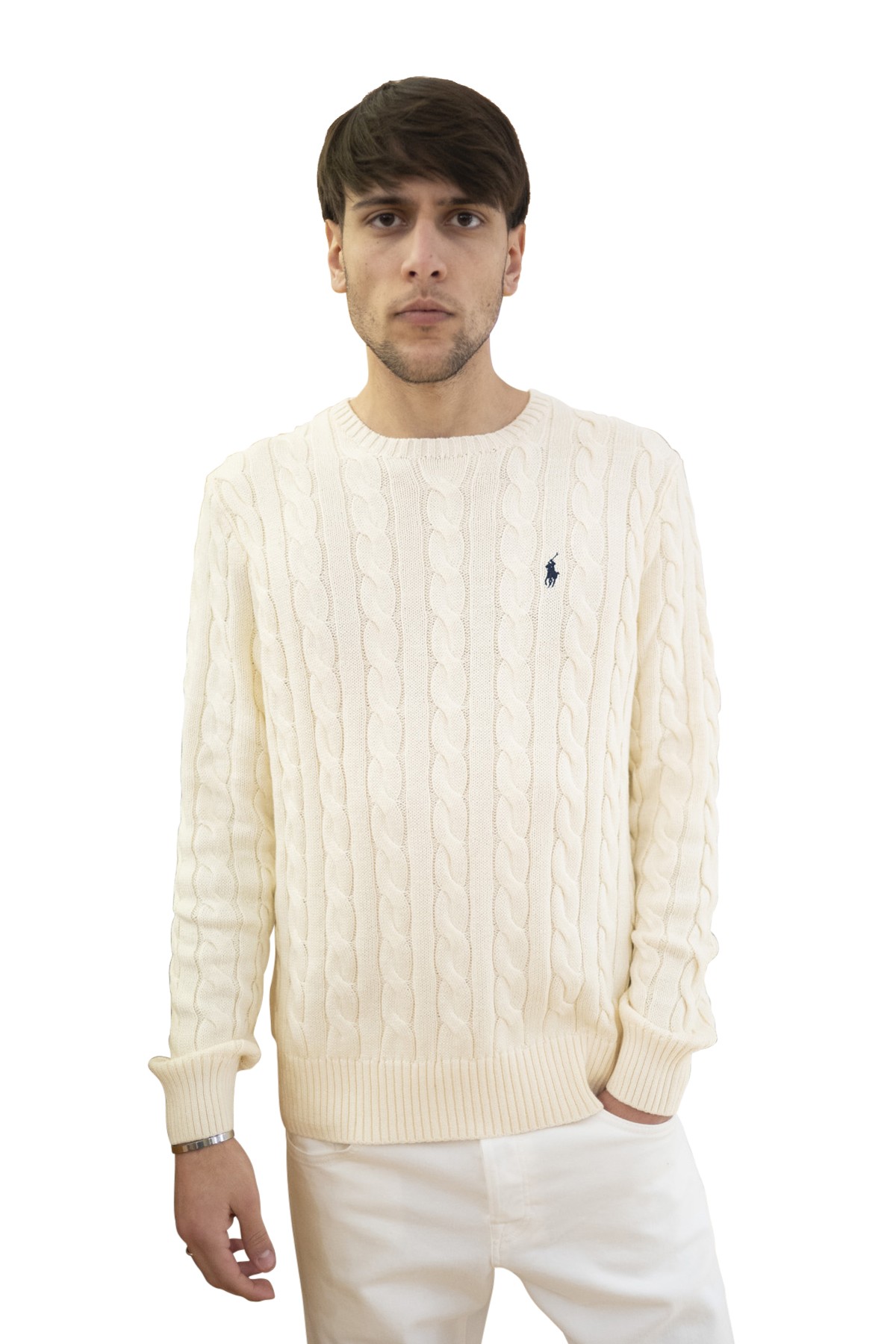 Maglia uomo in cotone panna