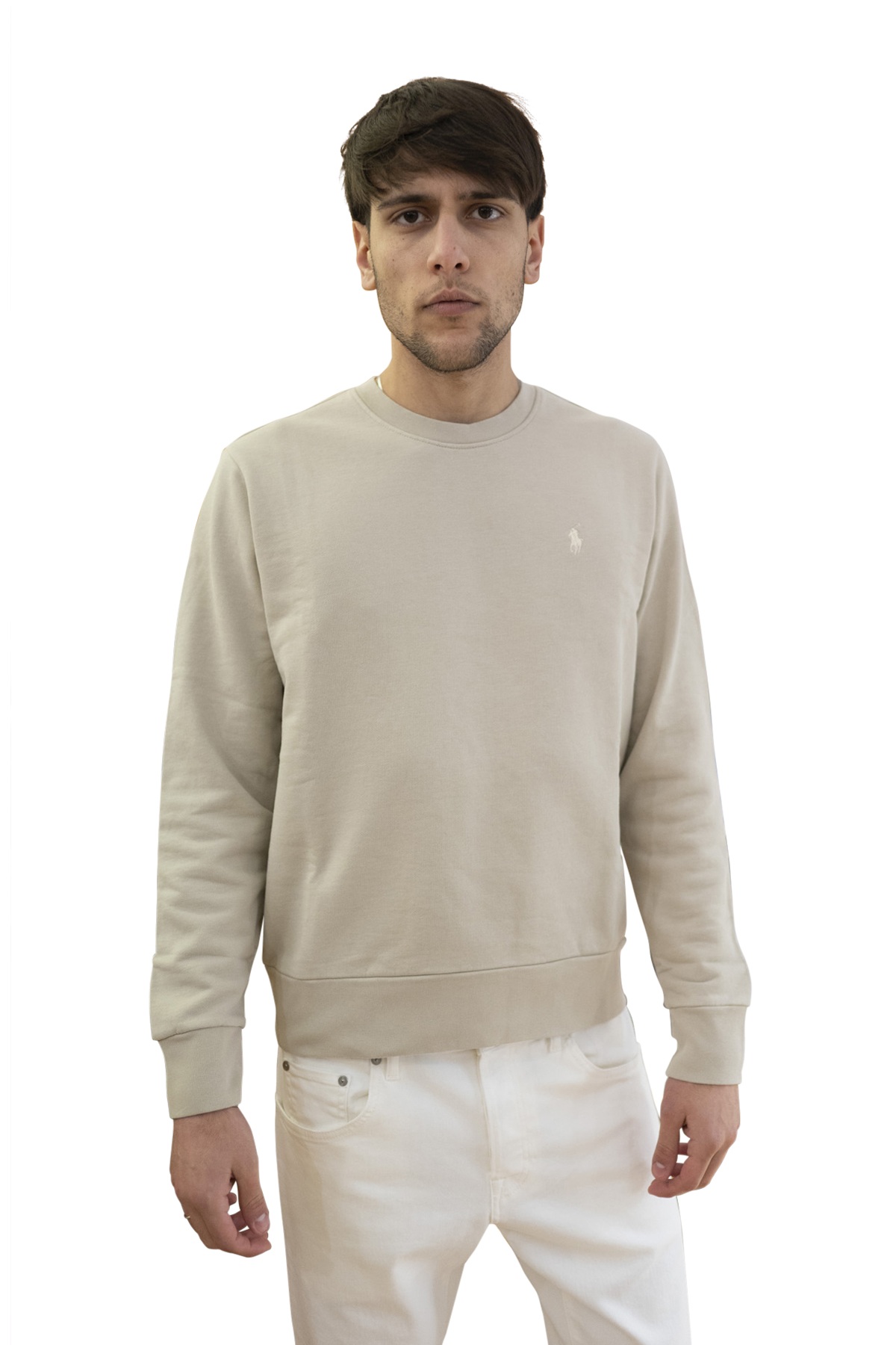 Felpa beige girocollo LoopBack