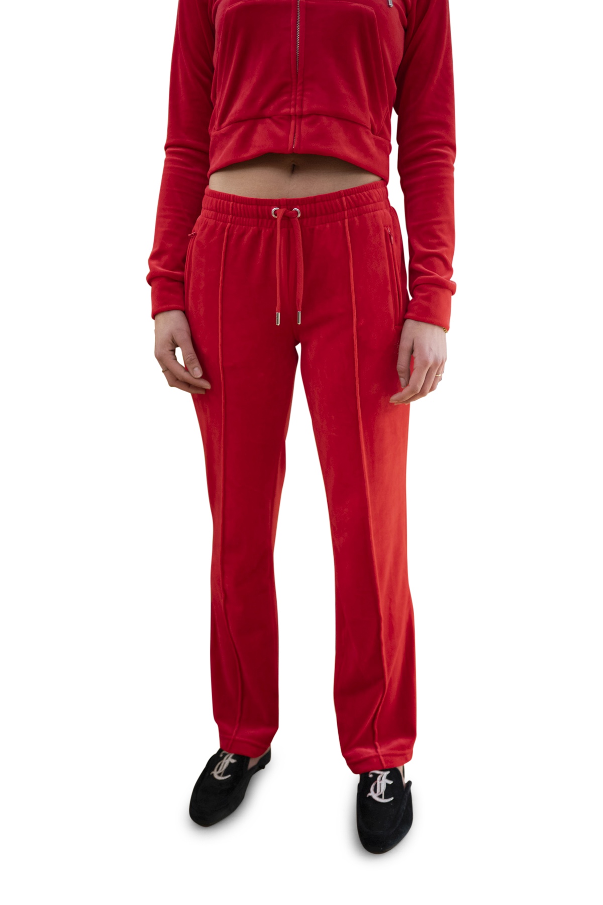 Pantaloni felpa rossi logo strass