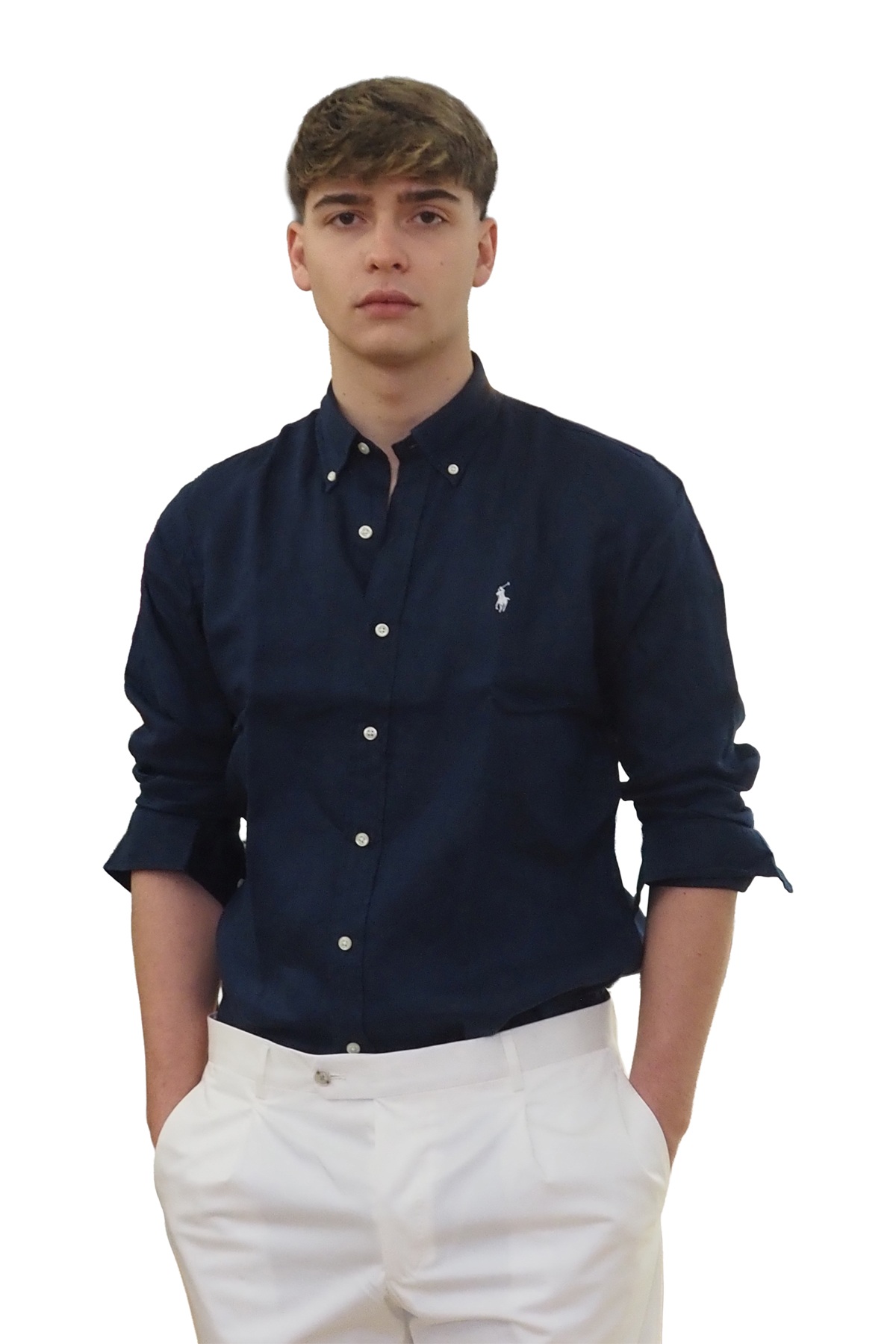 Camicia uomo in lino blu
