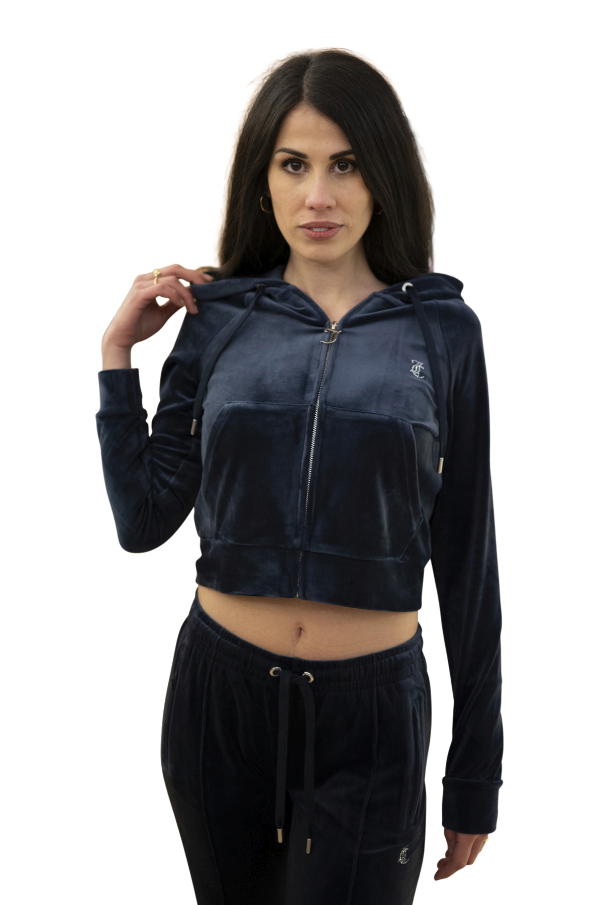 Felpa donna blu logo strass