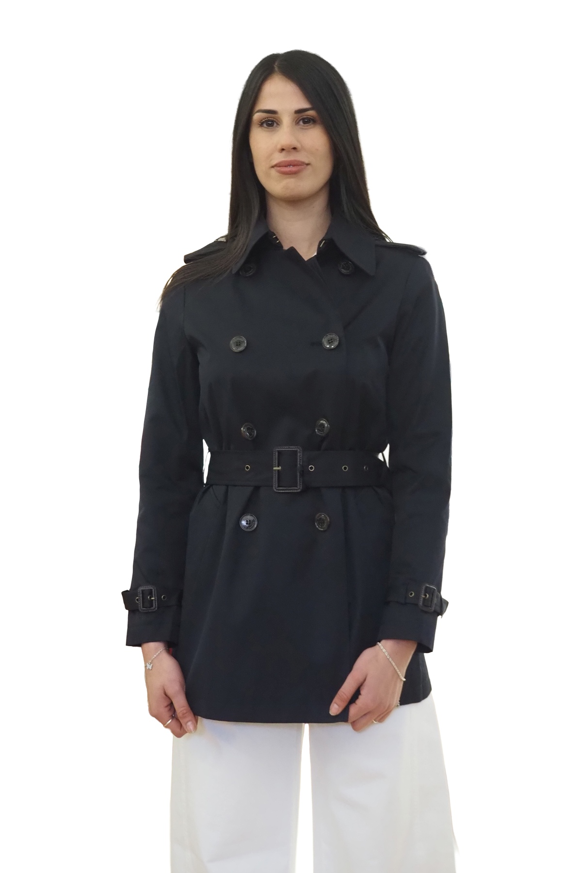 Trench donna doppiopetto blu navy