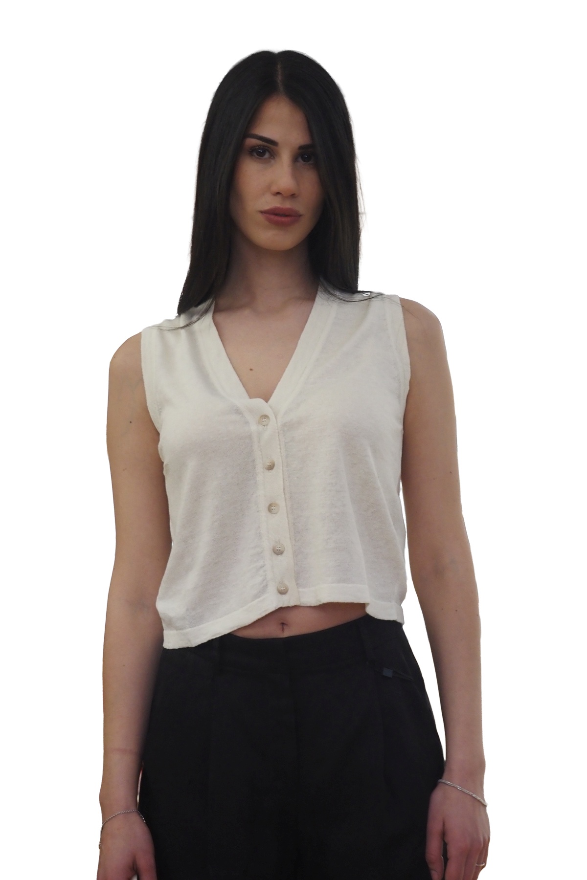 Gilet panna in maglia leggerissima