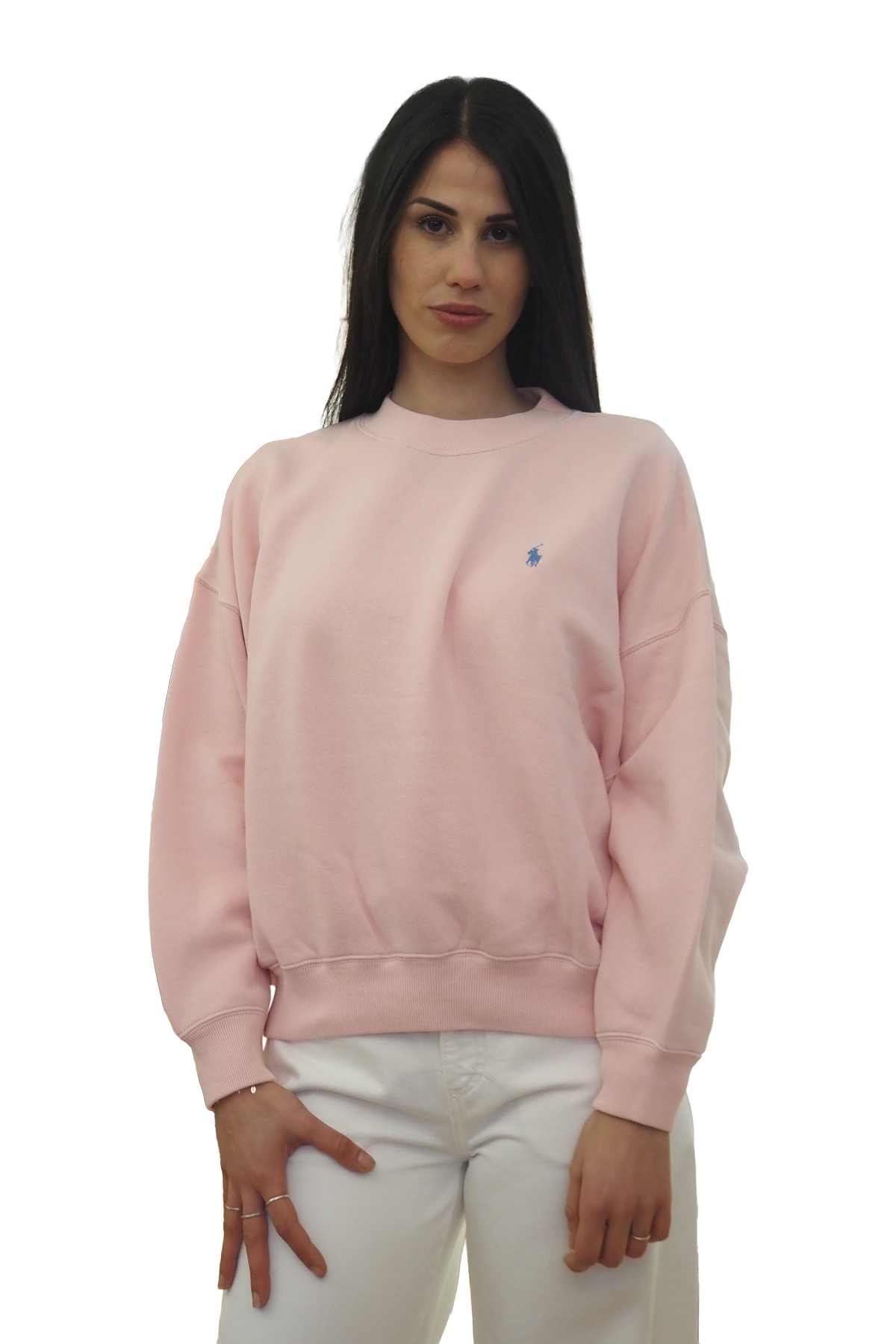 Felpa rosa girocollo