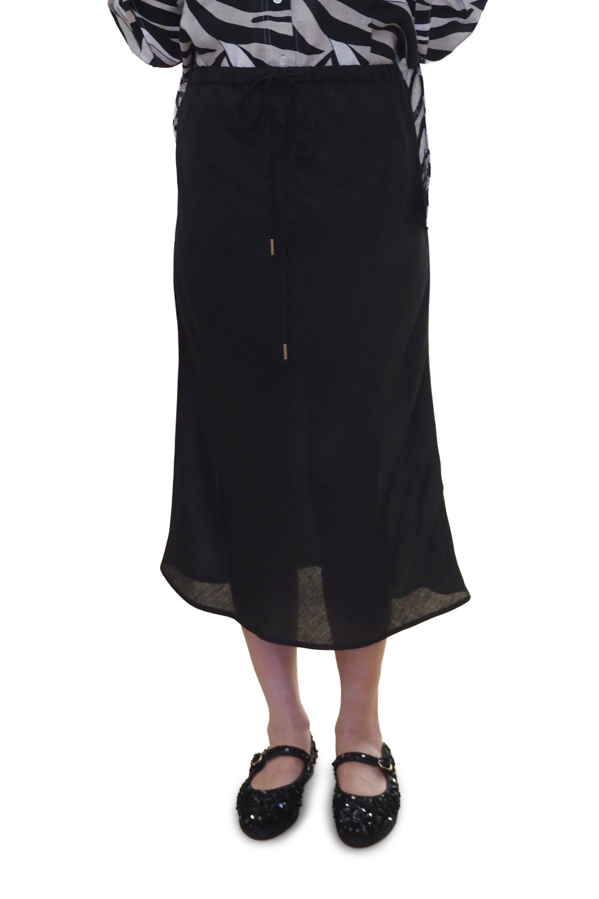 Gonna nera in lino