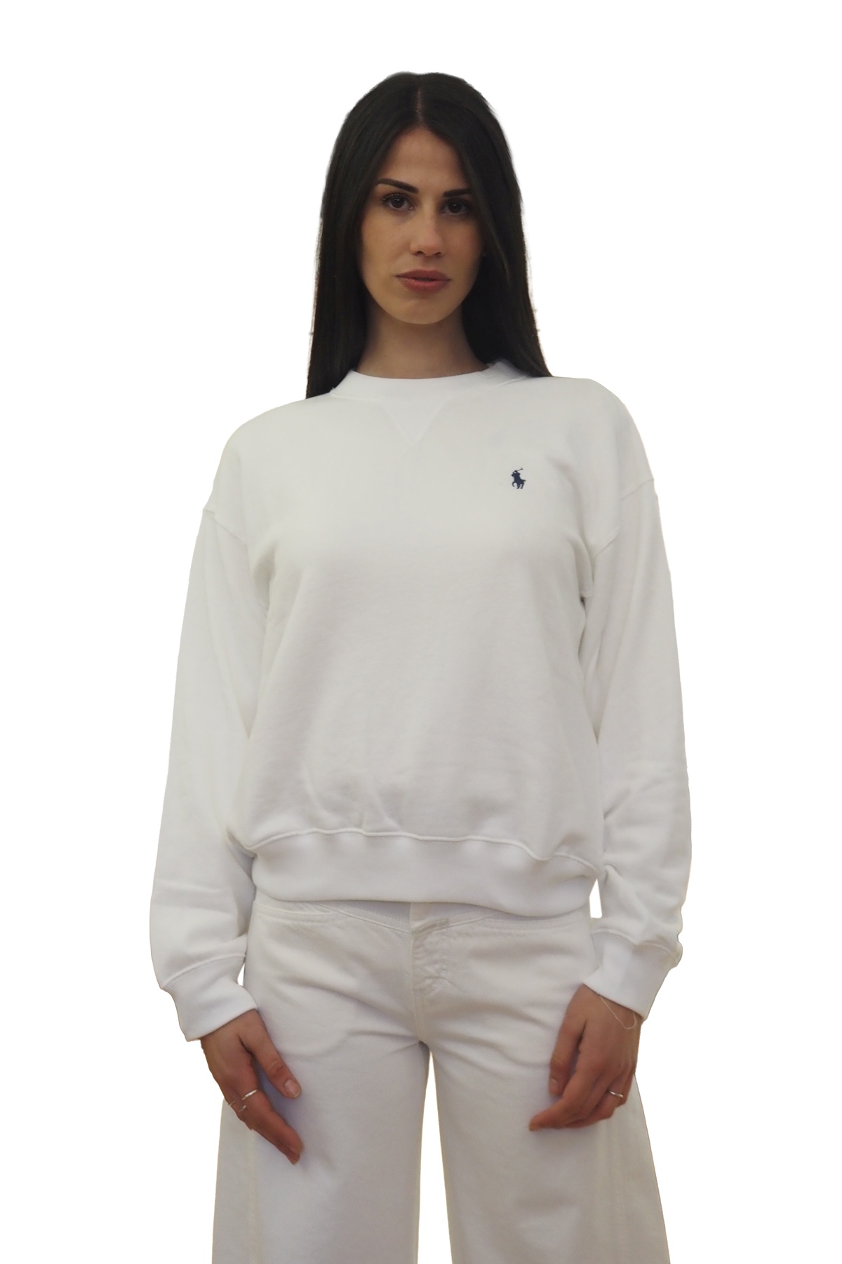 Felpa bianca girocollo