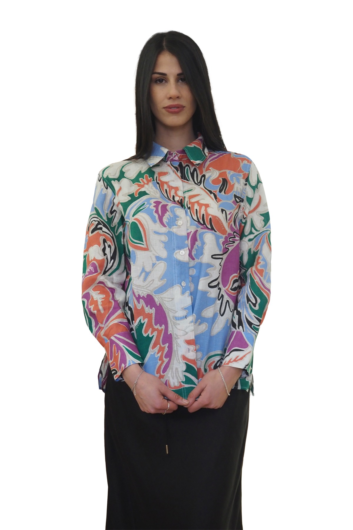 Camicia donna in lino stampato