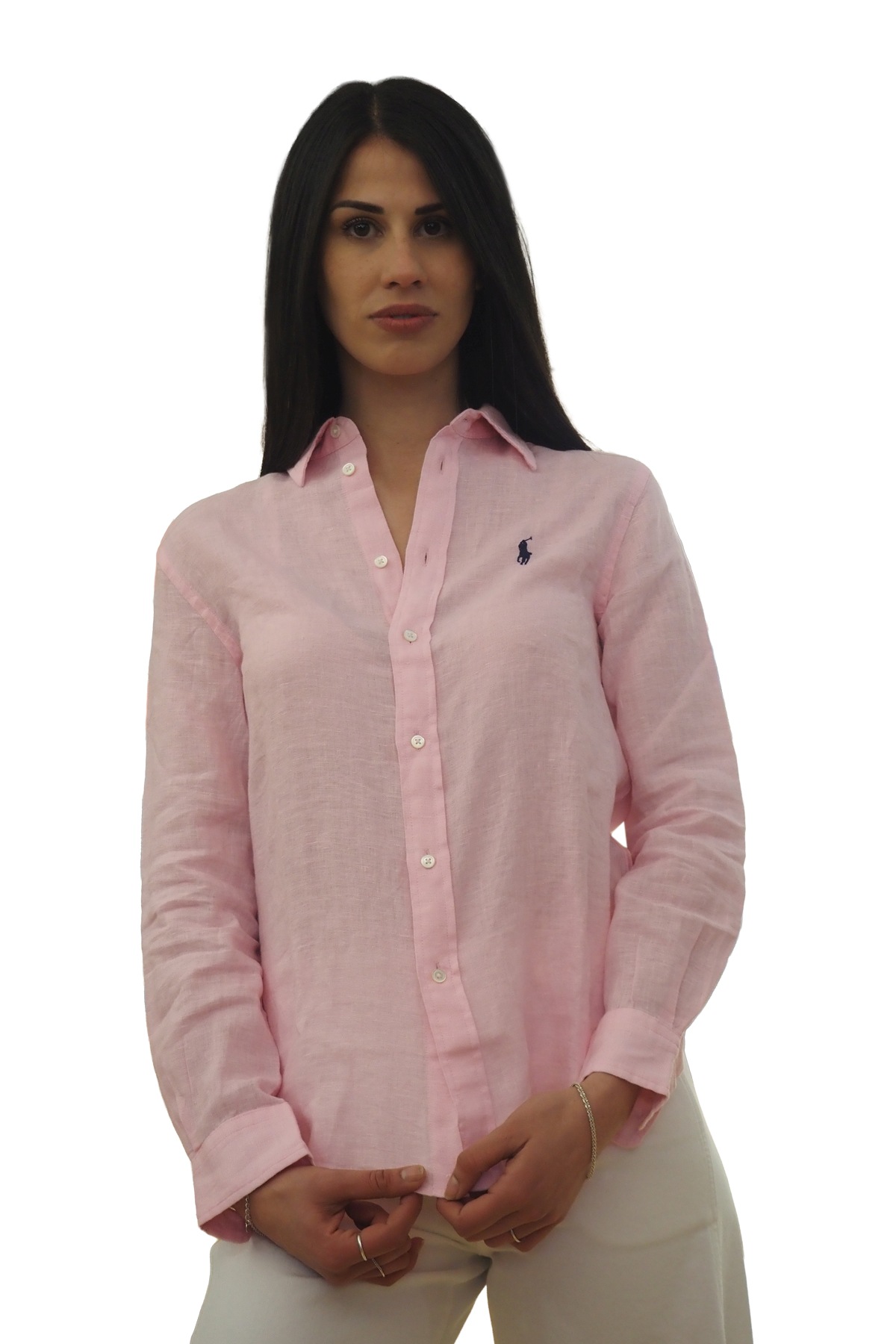 Camicia in lino rosa