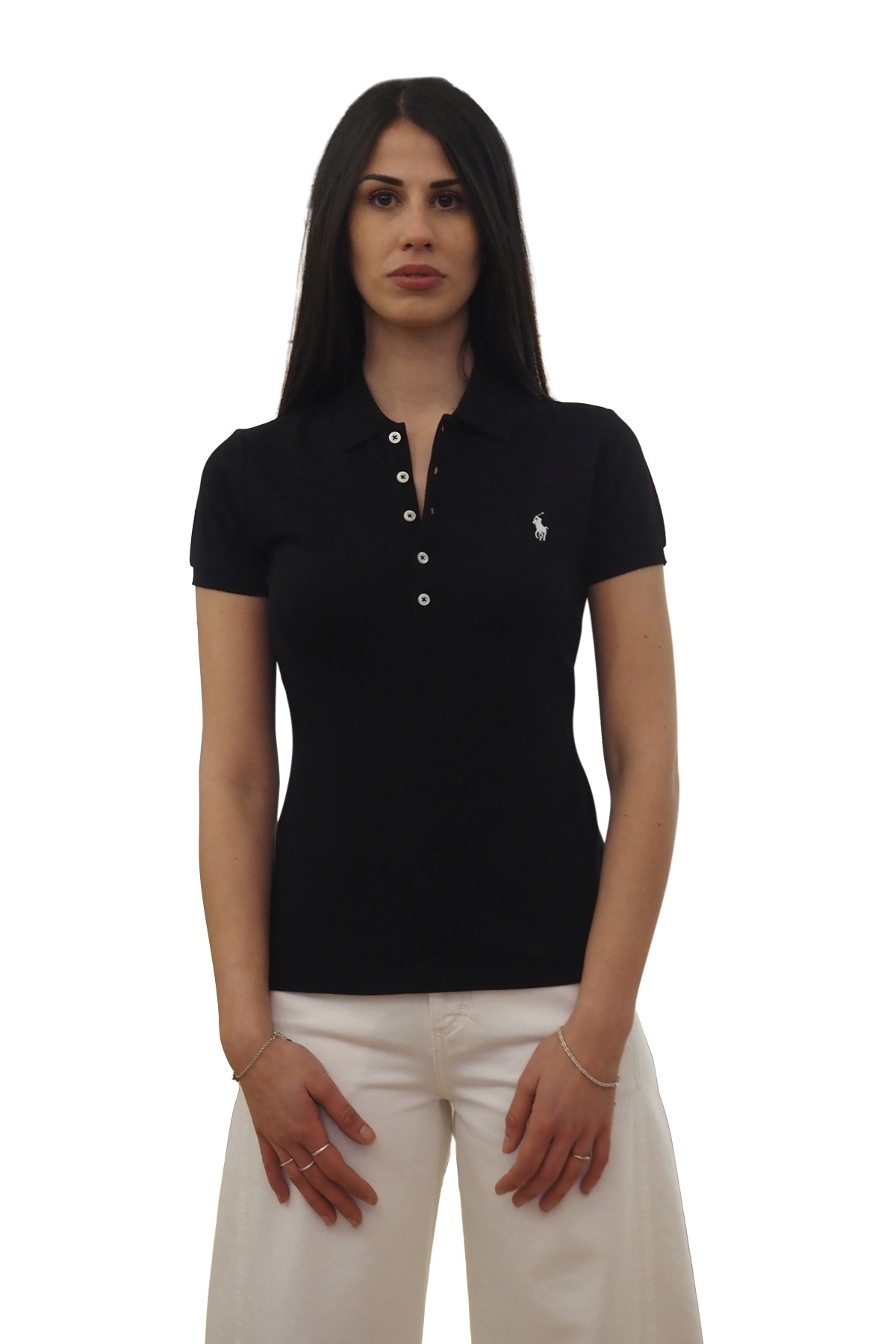 Polo donna nera manica corta