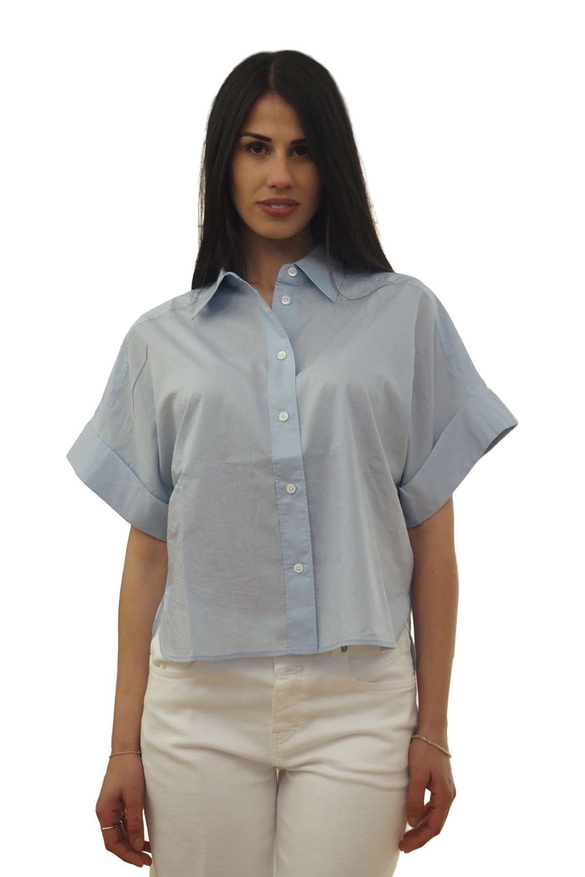 Camicia celeste a manica corta