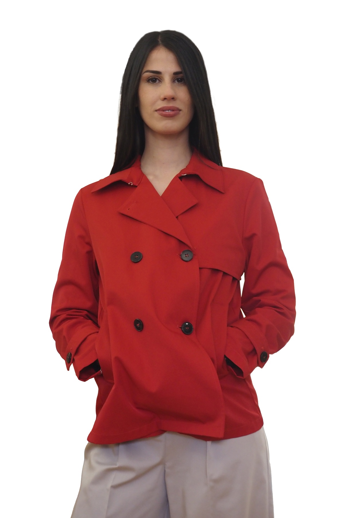 Trench donna corto rosso