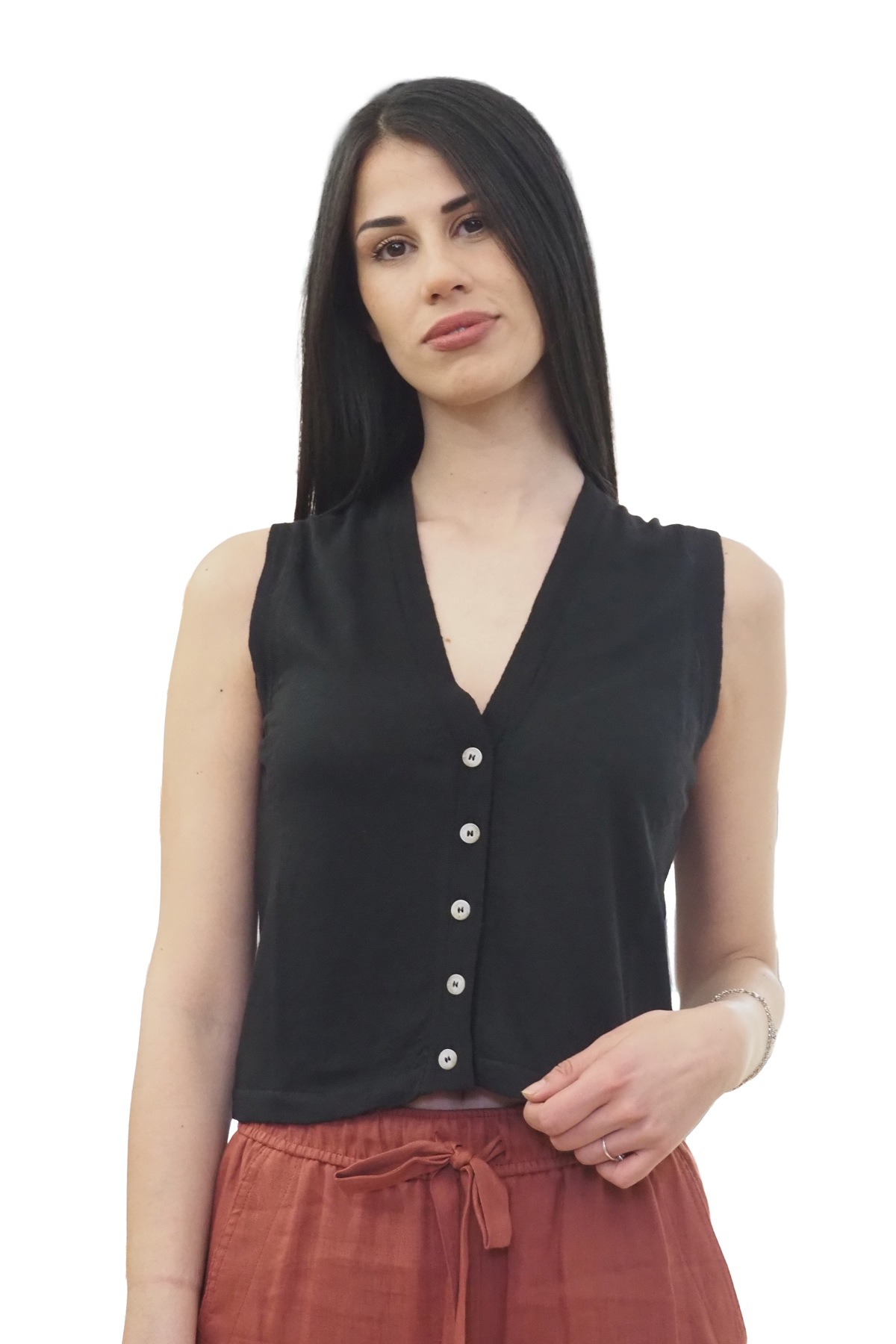 Gilet nero in maglia leggerissima