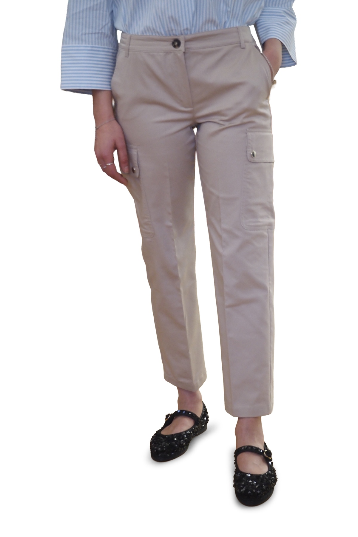 Pantaloni cargo beige da donna