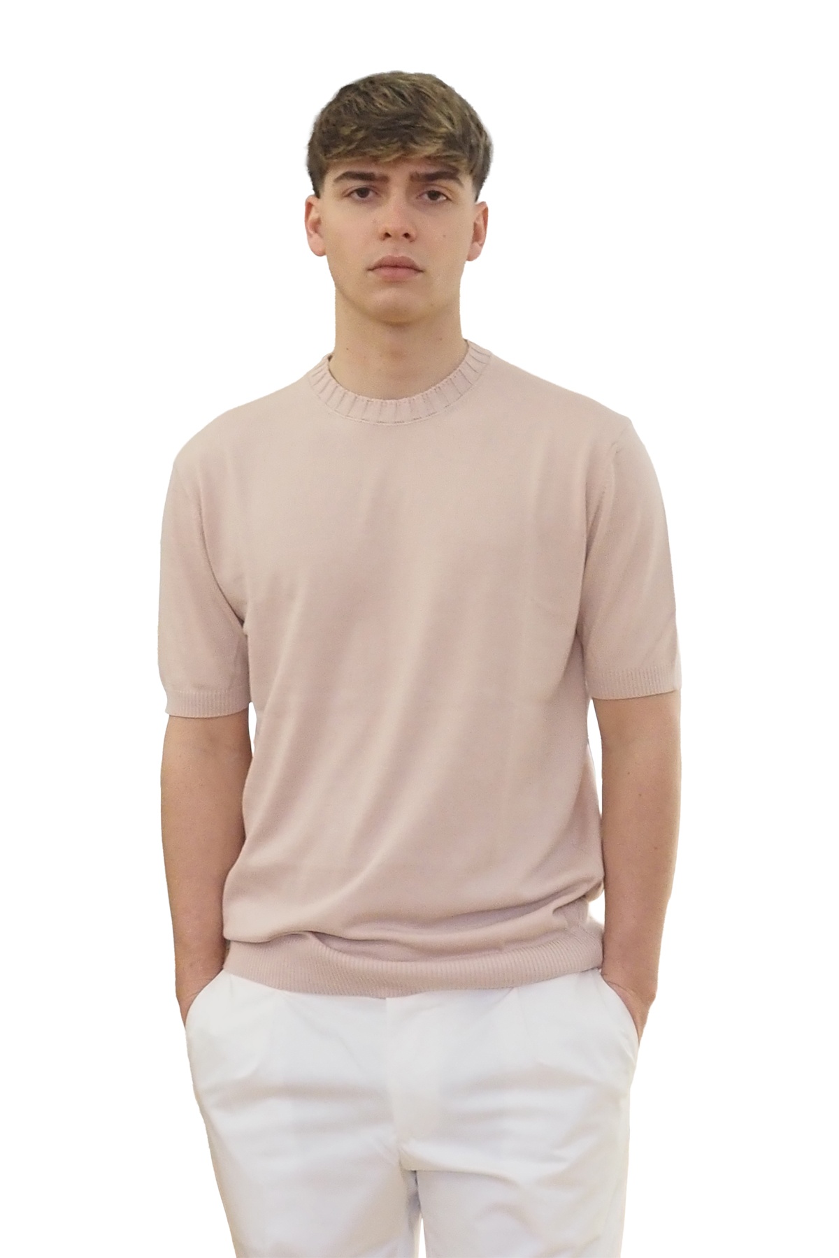 Maglia uomo rosa manica corta