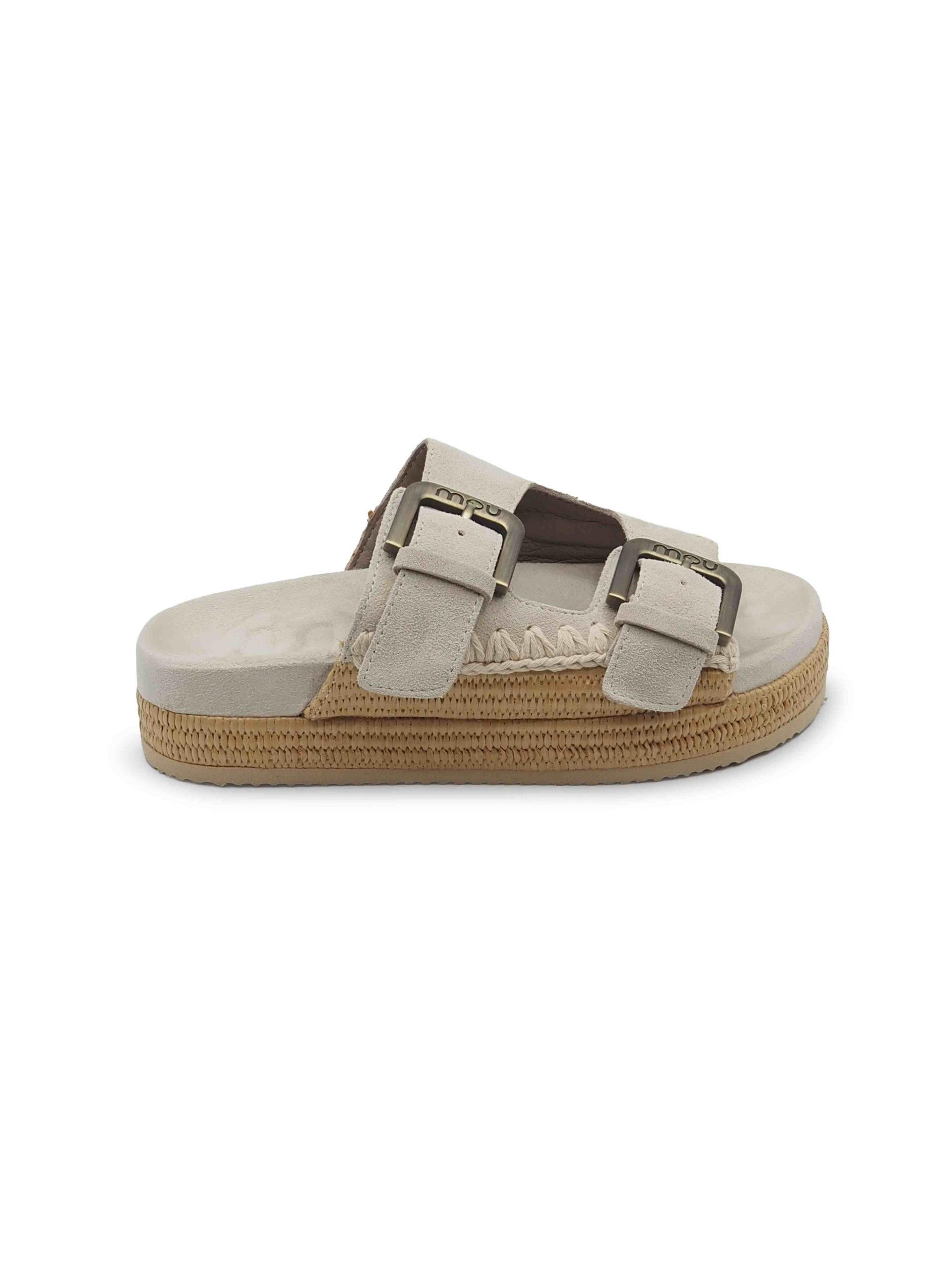 Sandali donna due fibbie gesso