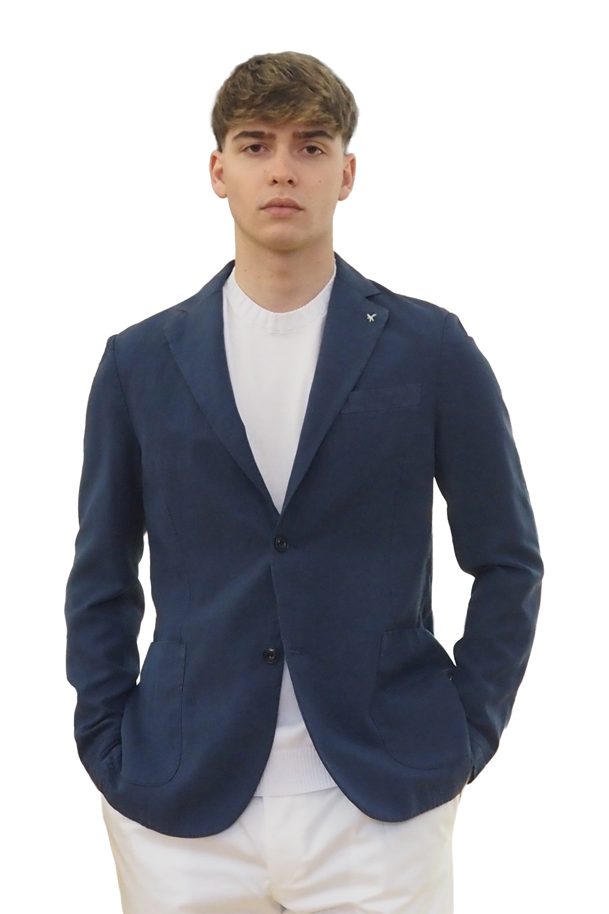 Giacca uomo in lino blu