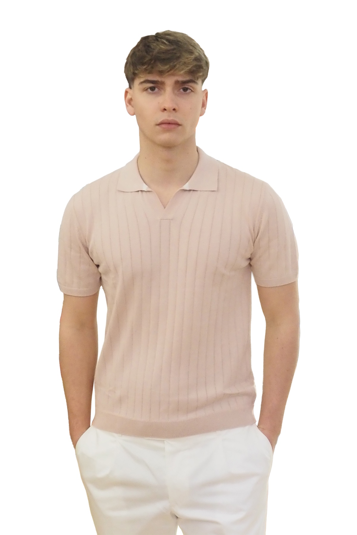 Polo rosa in maglia da uomo