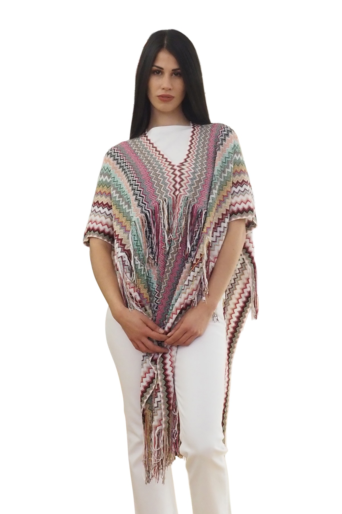 Poncho Missoni lungo zig-zag