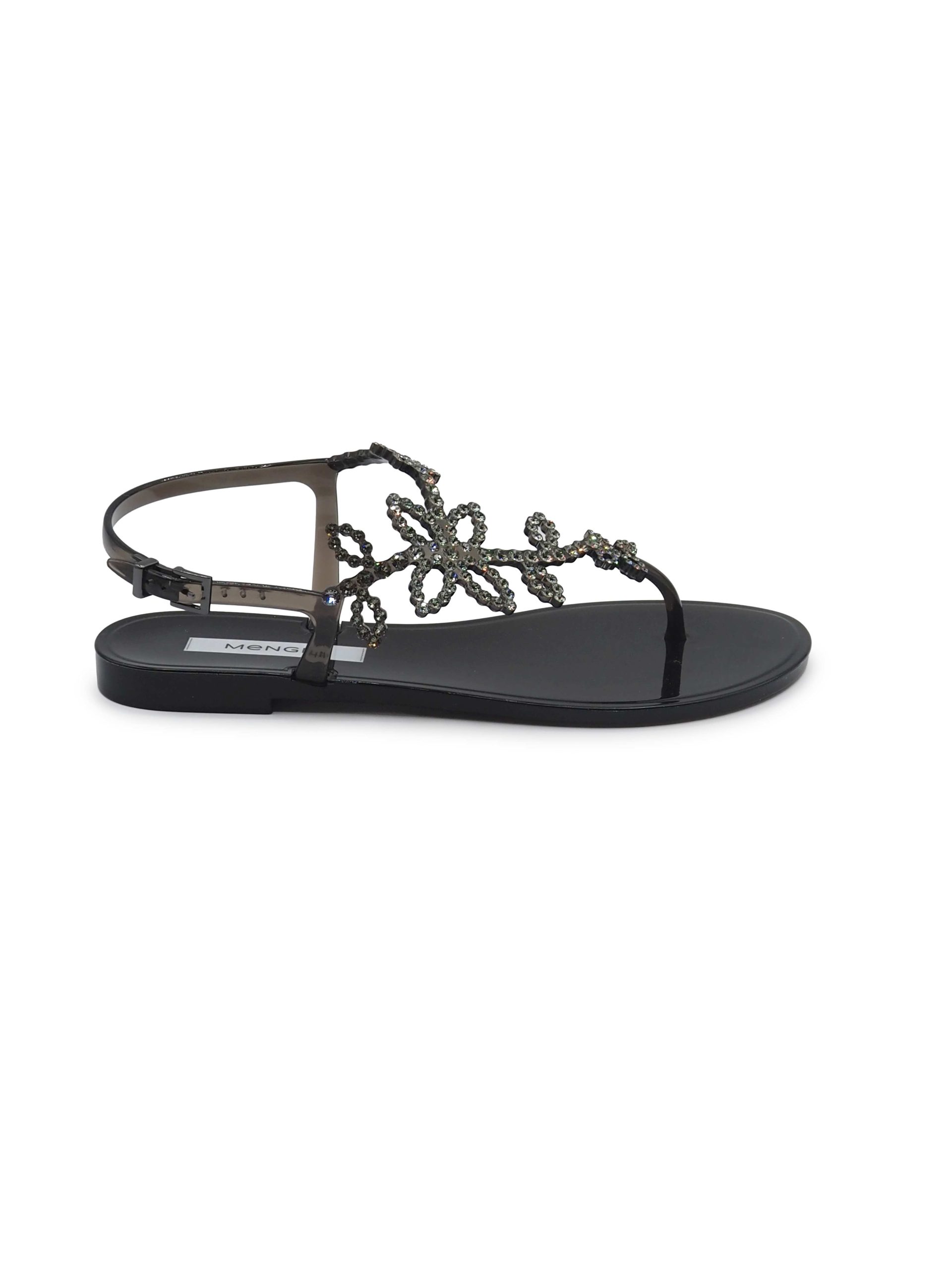 Sandali infradito neri con strass