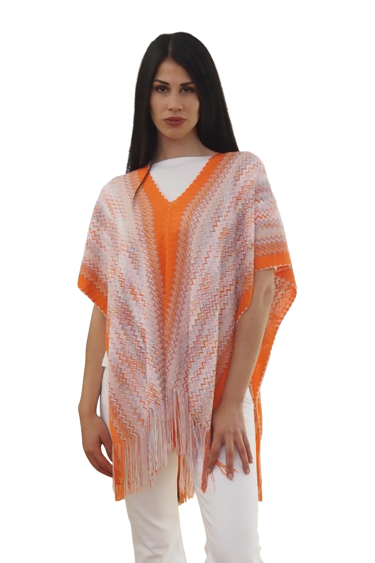 Poncho Missoni arancio zig-zag