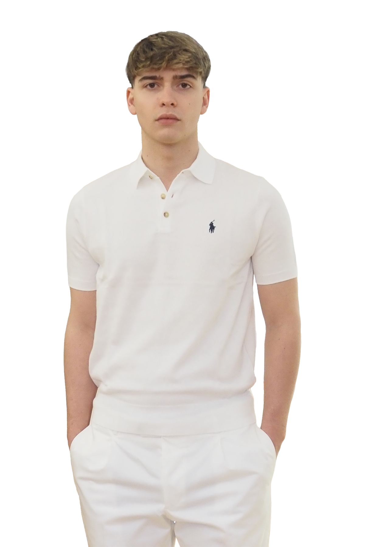 Maglia polo bianca in cotone