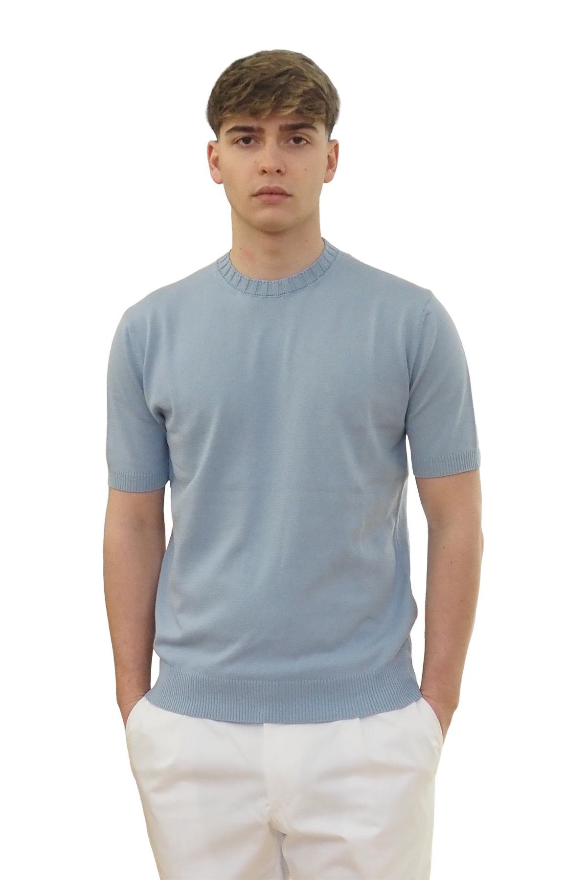 Maglia uomo celeste manica corta