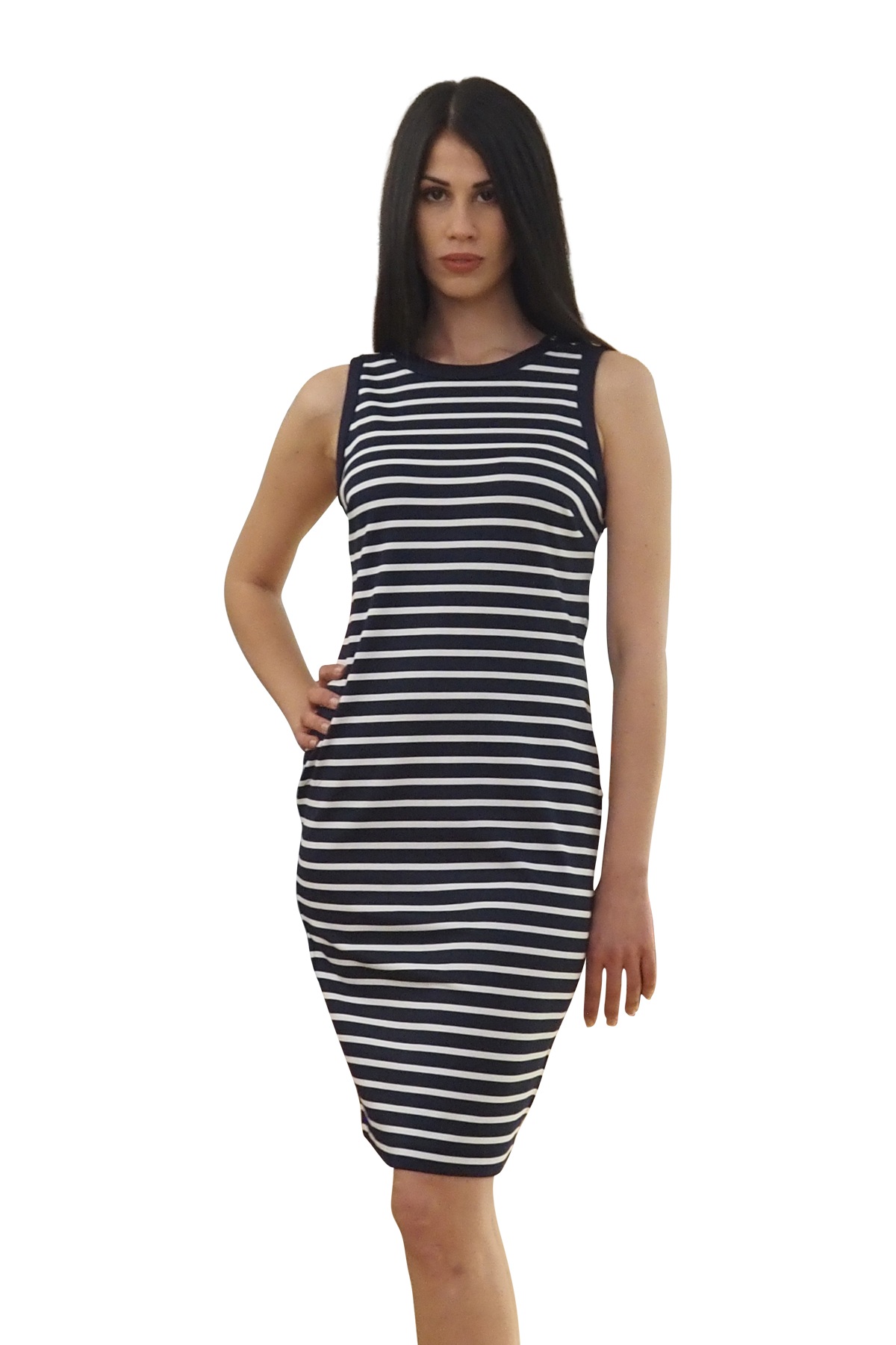 Abito donna a righe bianche e blu